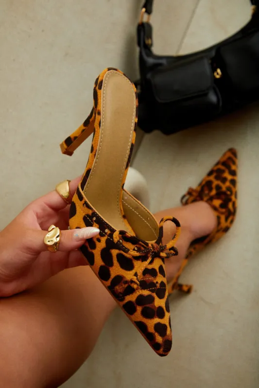 Coraima Mule Heel Pumps - Leopard sold by Miss Lola