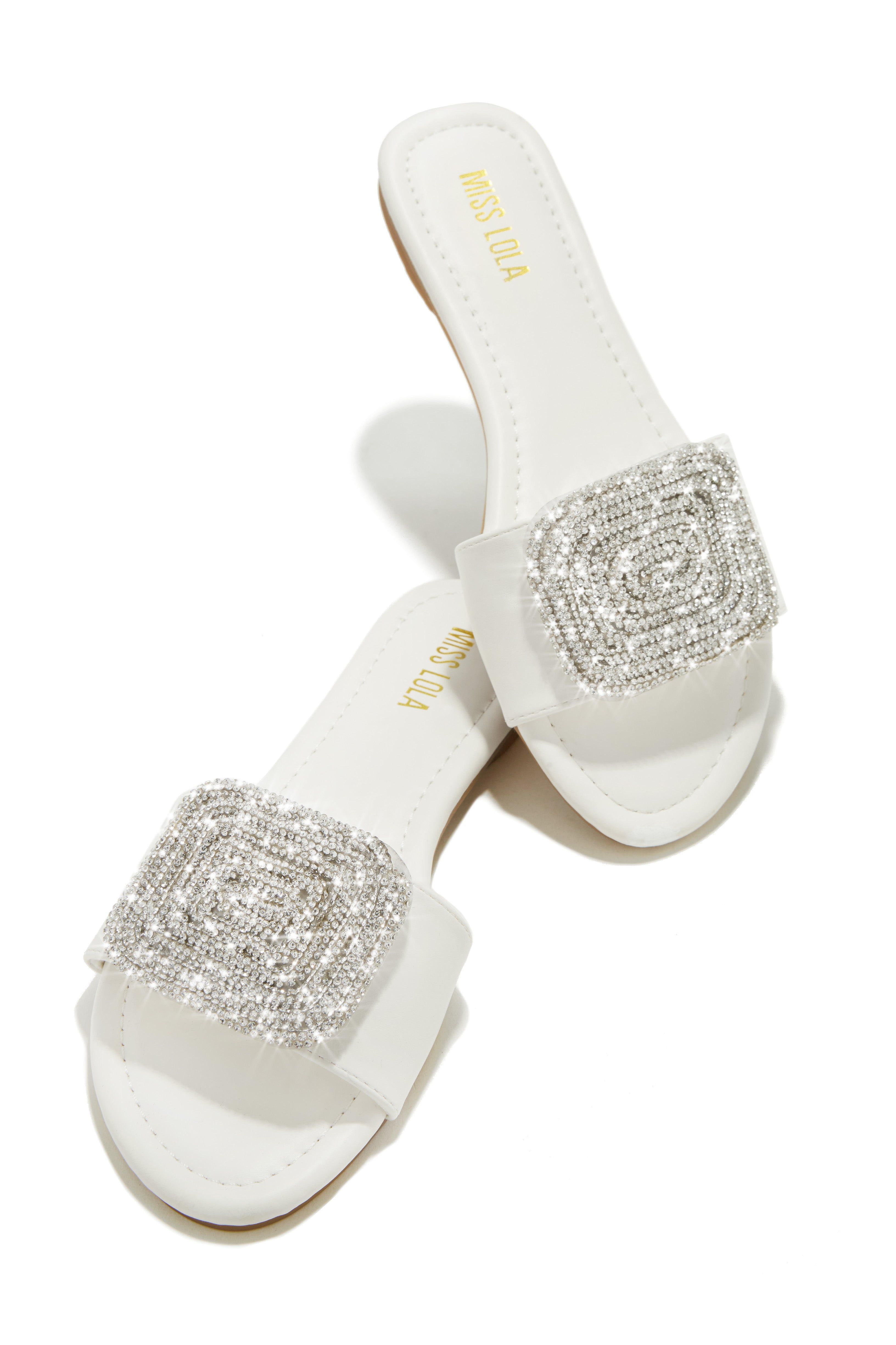 Beach Cocktail Embellished Slip On Sandals - White sold by Miss Lola product image thumbnail 4