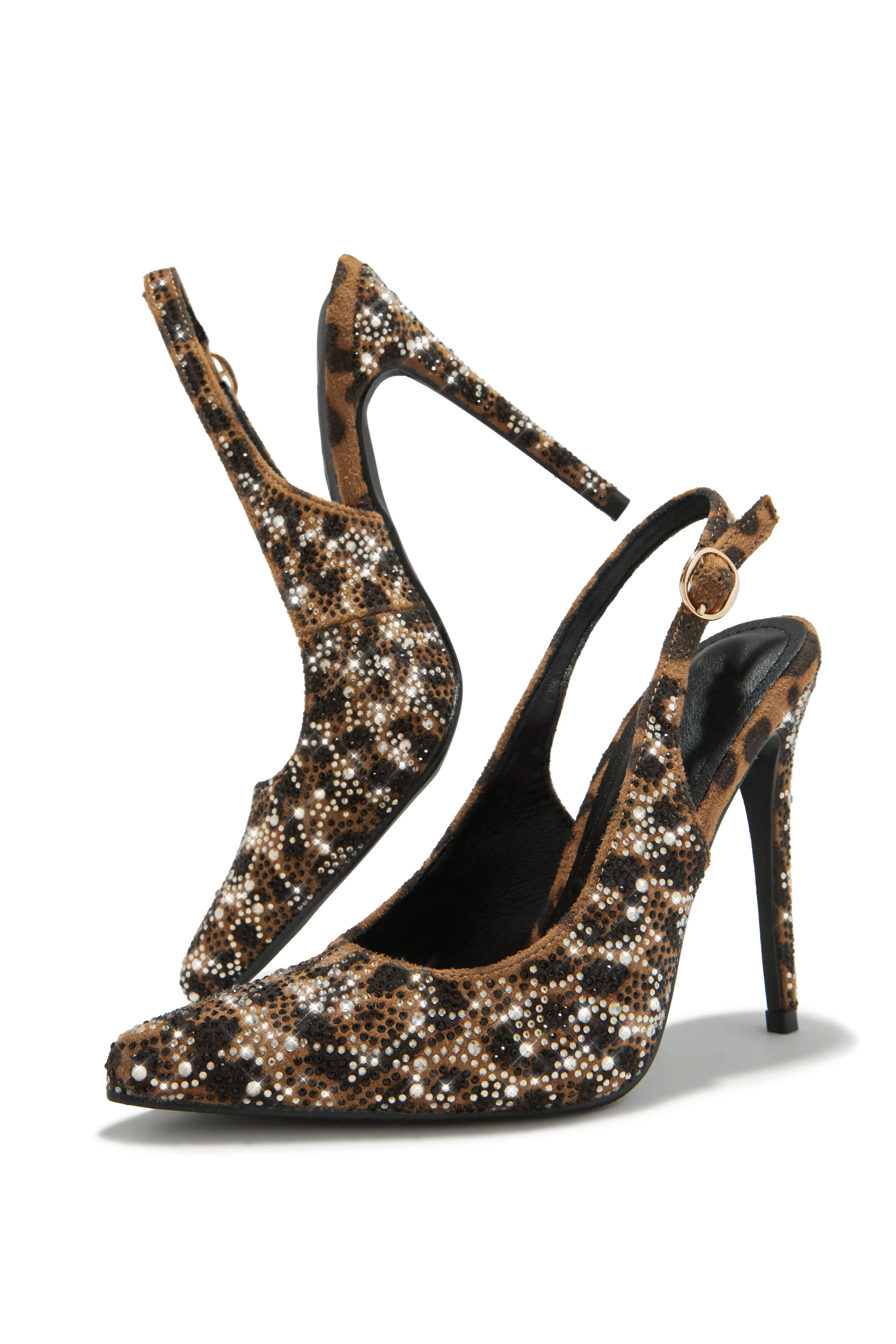 Carys Embellished Slingback Pump Heels - Leopard sold by Miss Lola product image thumbnail 5