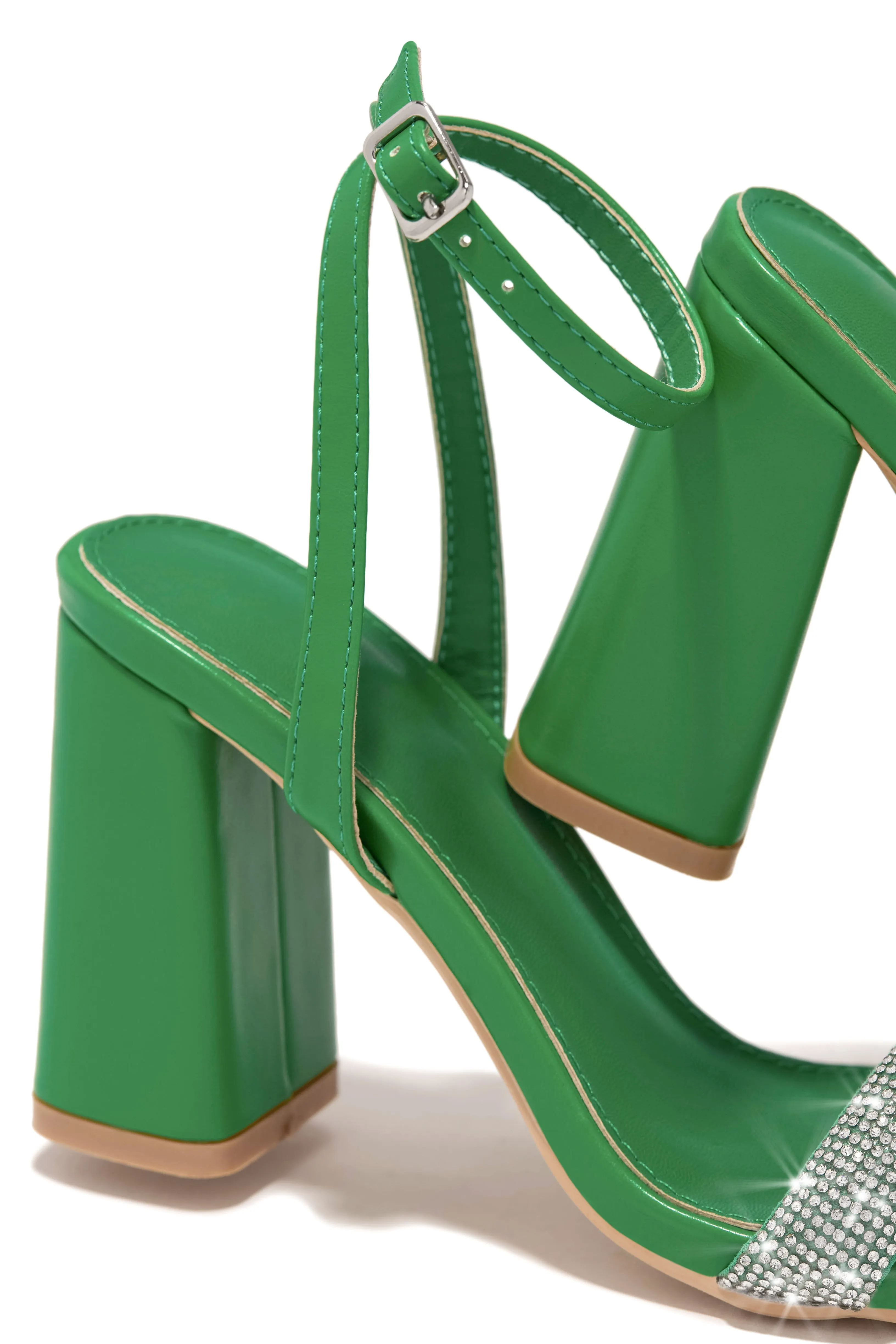 Devine Dreams Embellished Chunky Heels - Green sold by Miss Lola product image thumbnail 5