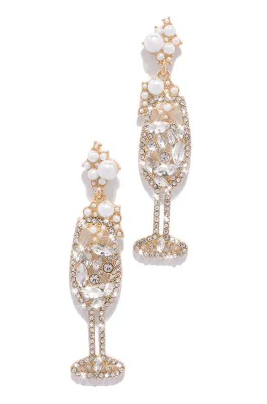 Cheers To Love Embellished Cocktail Dangle Earring - Gold sold by Miss Lola