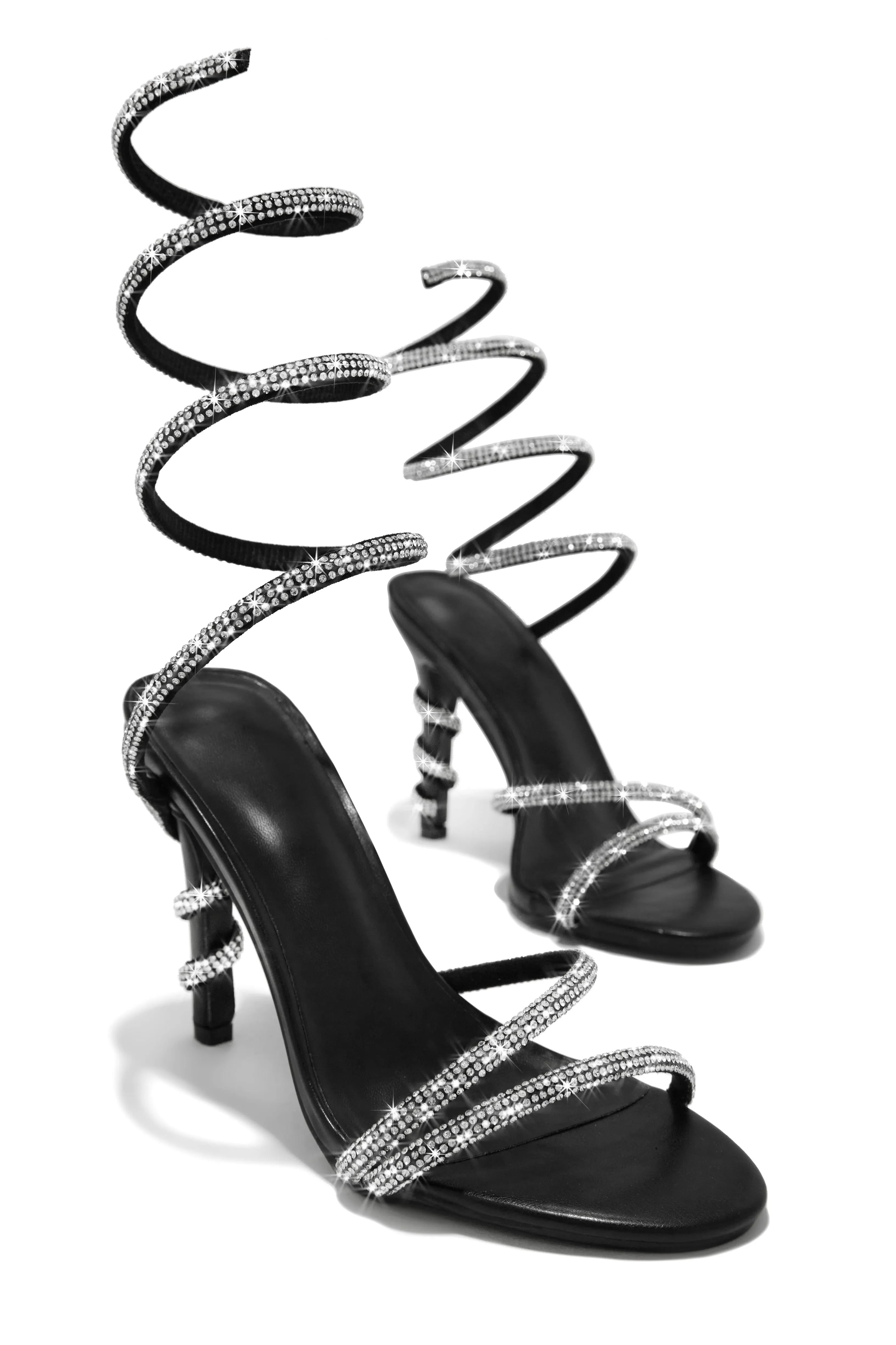 Fantasies Embellished Around The Ankle Coil Heels - Black sold by Miss Lola product image thumbnail 2