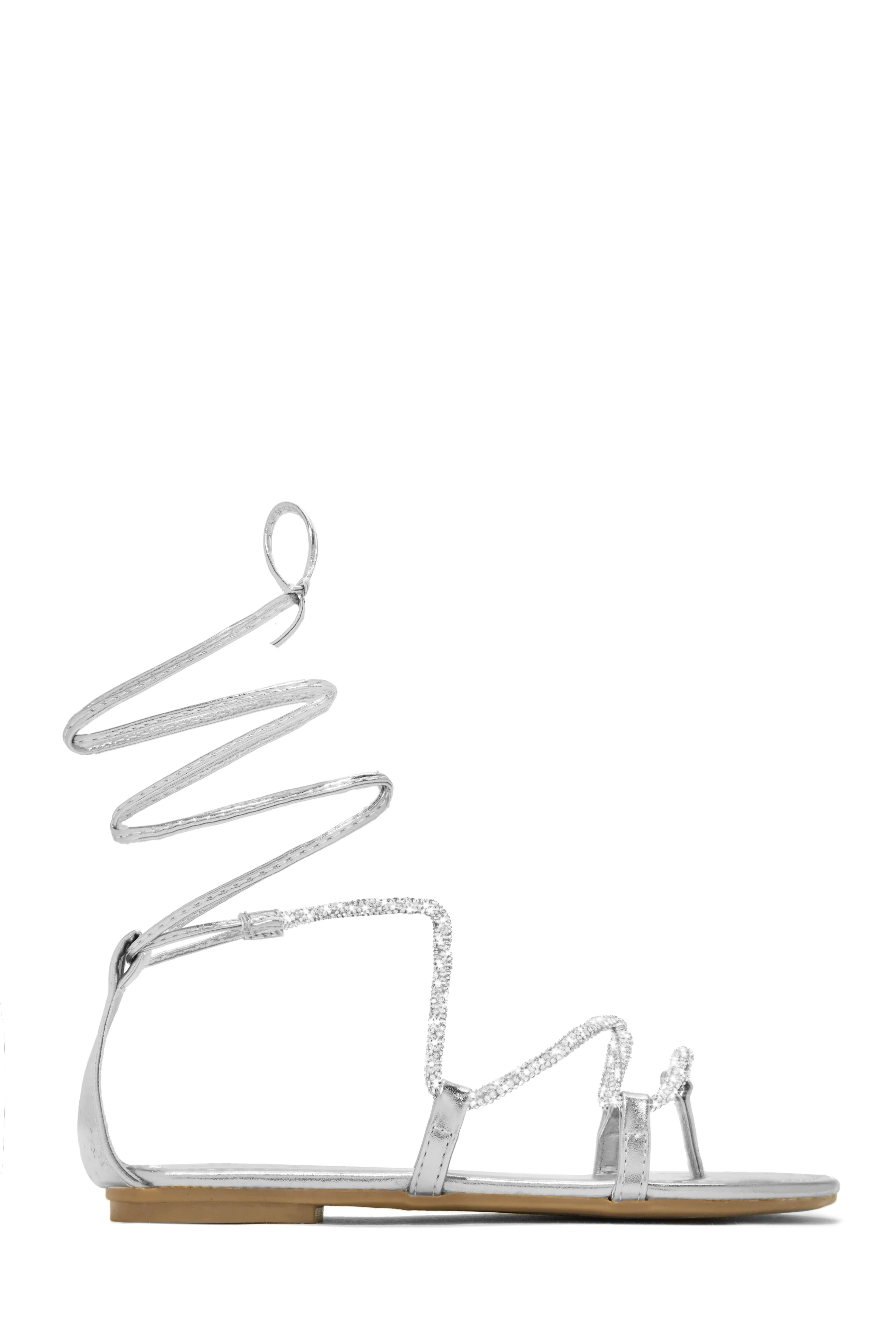 Vegas Weekend Embellished Lace Up Sandals - Silver sold by Miss Lola product image thumbnail 3