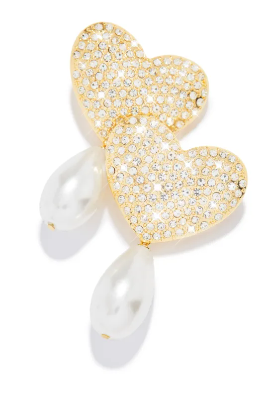 Lover Embellished Heart Earring - Gold sold by Miss Lola