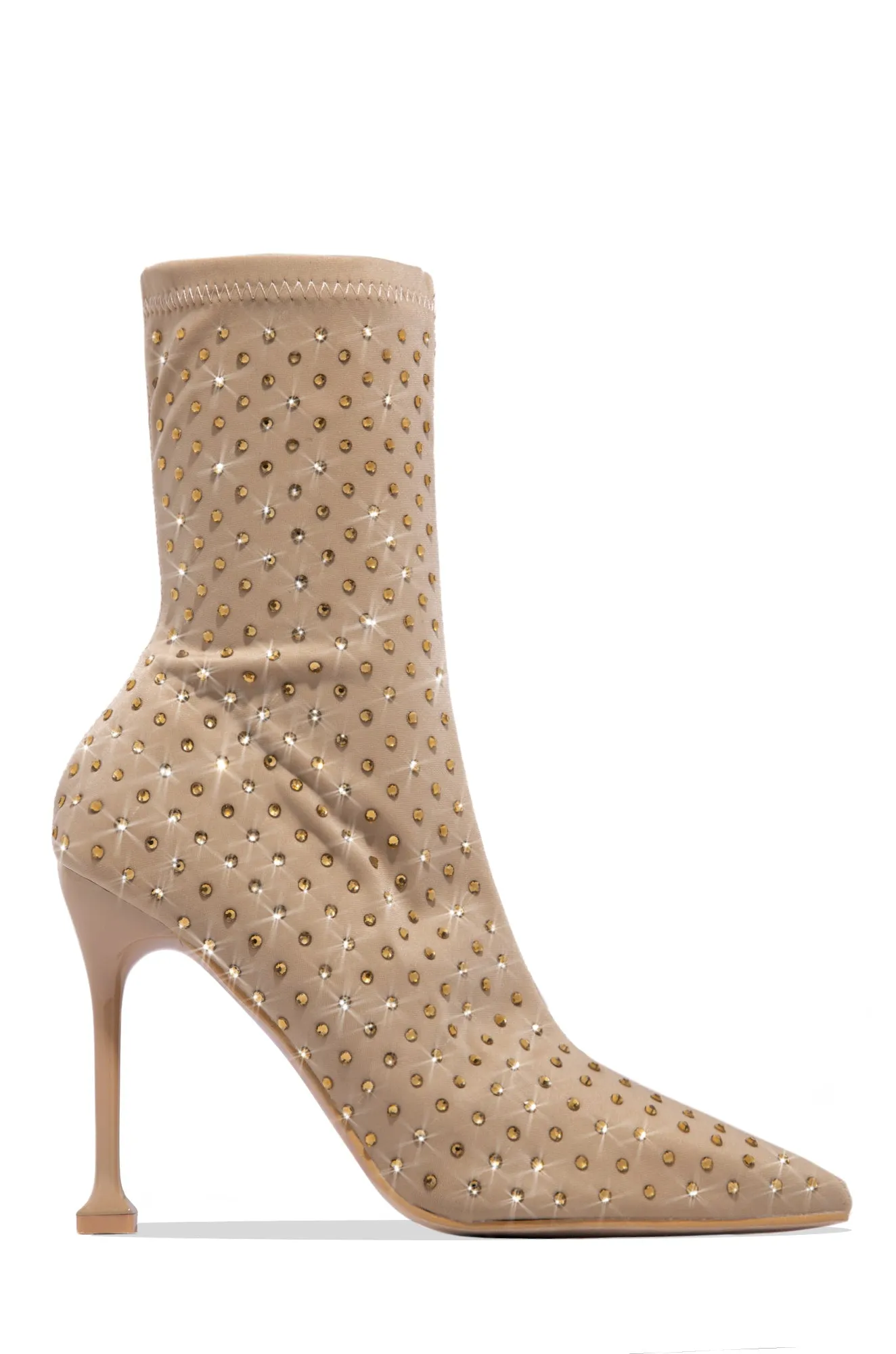 Spend Money Embellished Pointed Toe Bootie - Nude sold by Miss Lola product image thumbnail 2