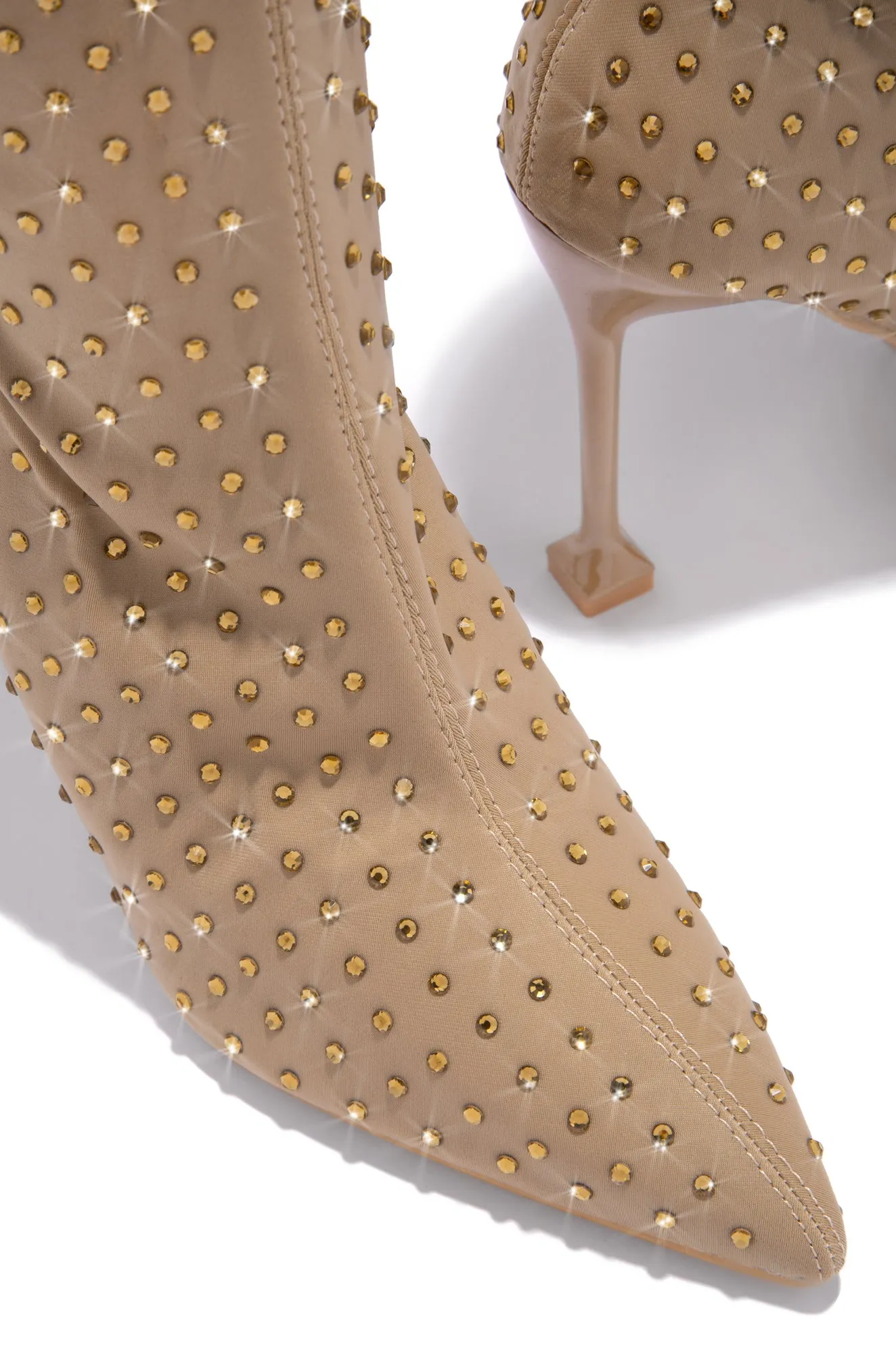 Spend Money Embellished Pointed Toe Bootie - Nude sold by Miss Lola product image thumbnail 3