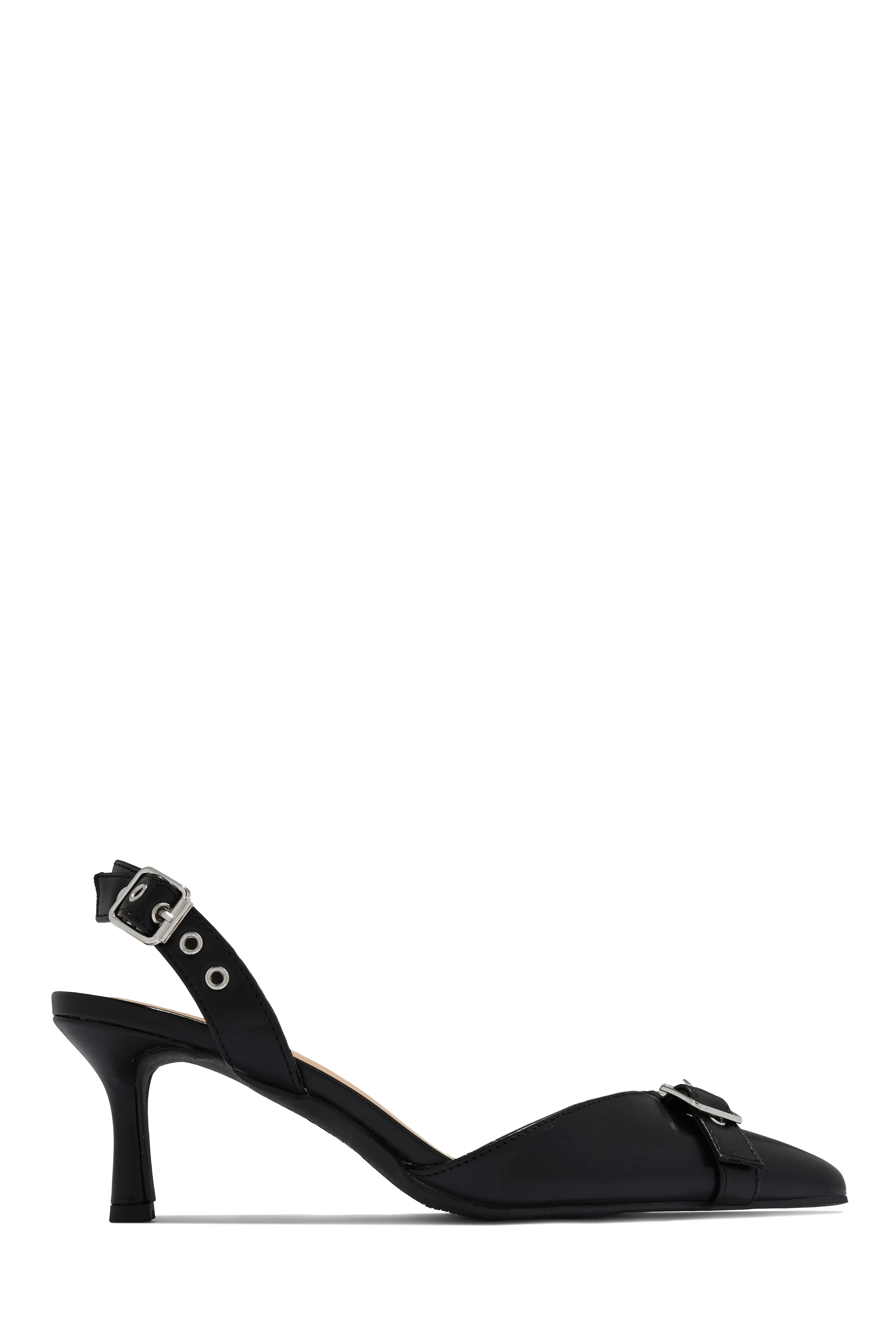 Demi Slingback Mid Heel Pumps - Black sold by Miss Lola product image thumbnail 4