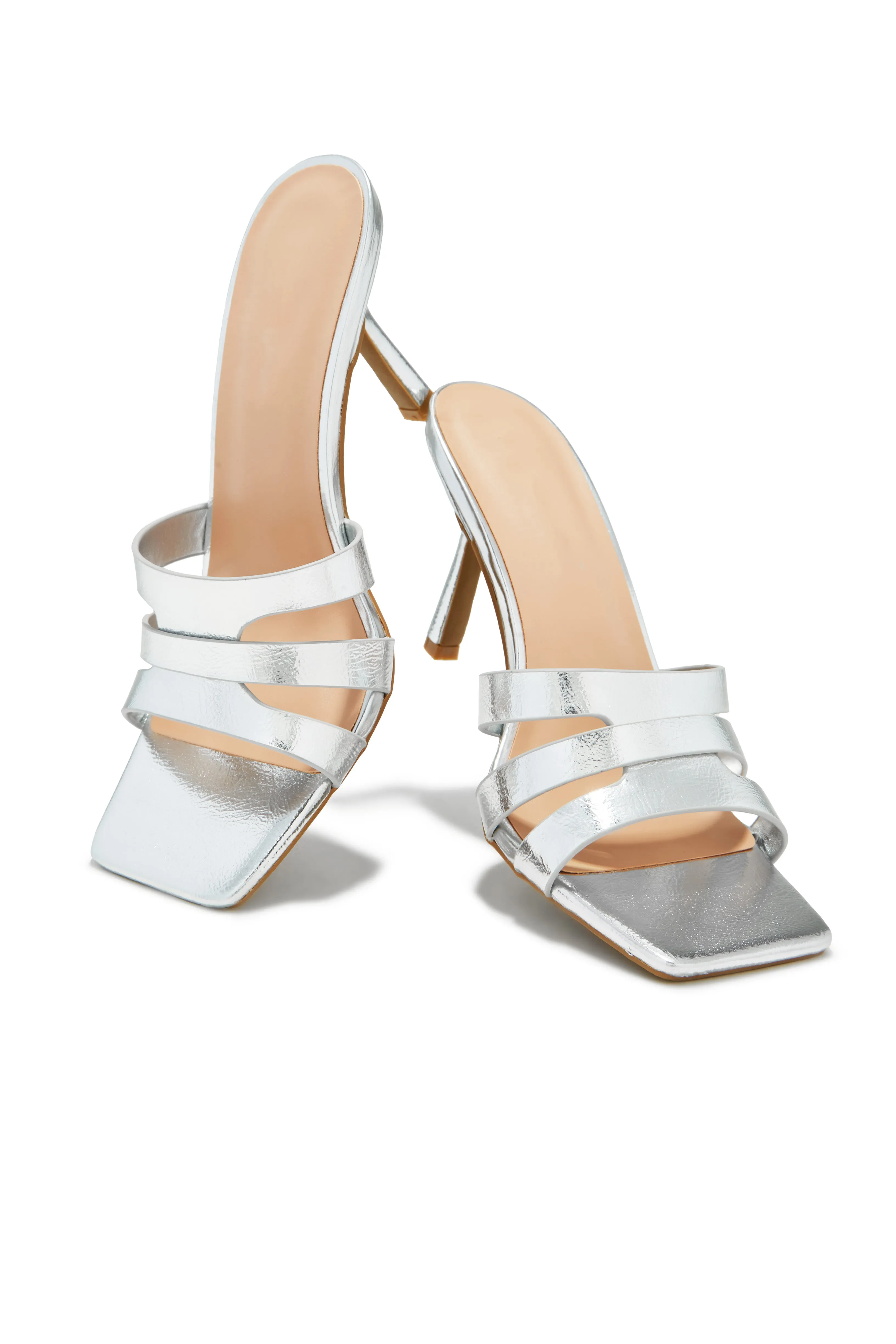 Valdis Mid Heel Mules - Silver sold by Miss Lola product image thumbnail 2