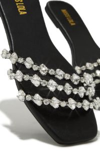 Luxury Trips Embellished Slip On Sandals - Black sold by Miss Lola