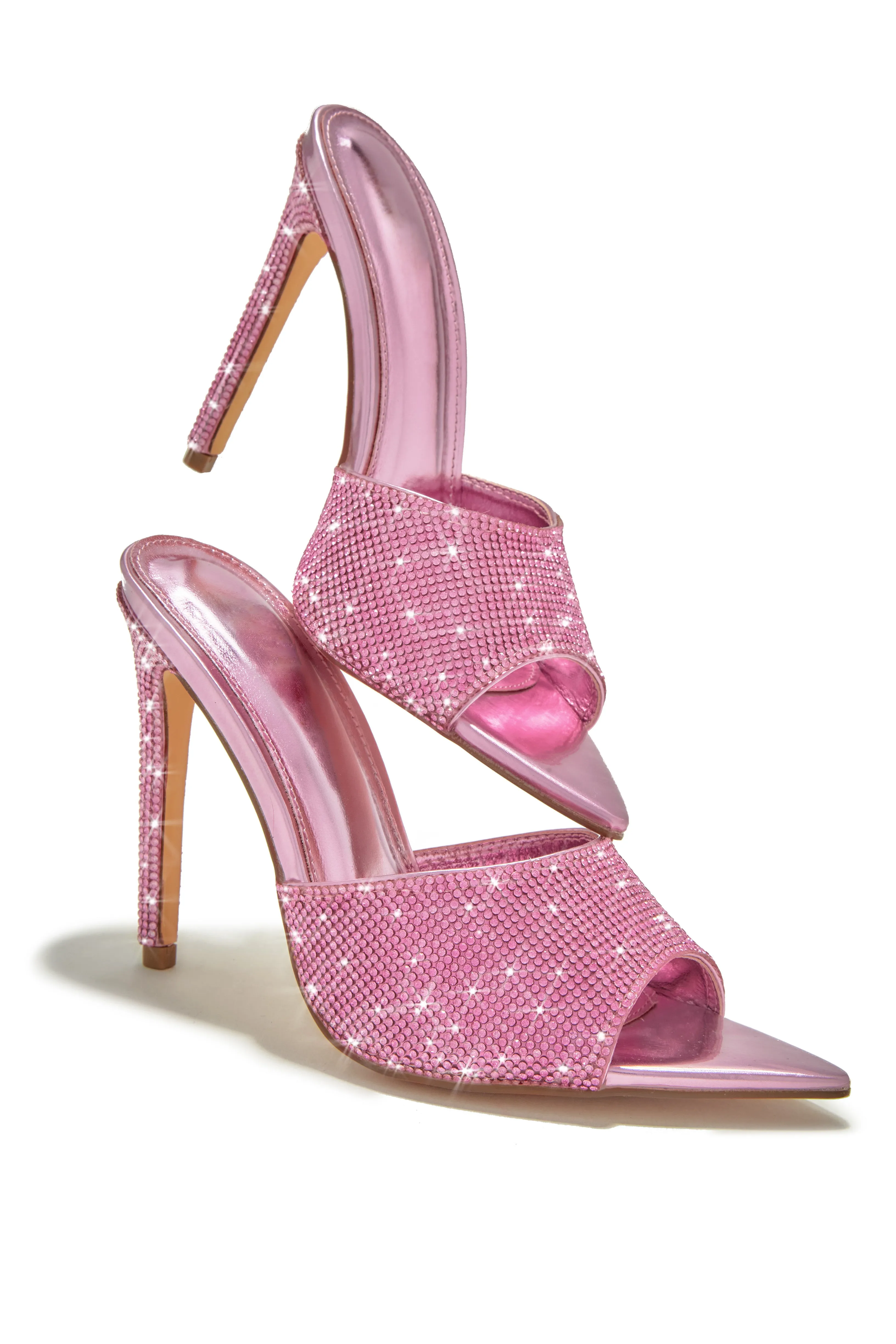 Juliene Embellished High Heel Mules - Pink sold by Miss Lola product image thumbnail 2