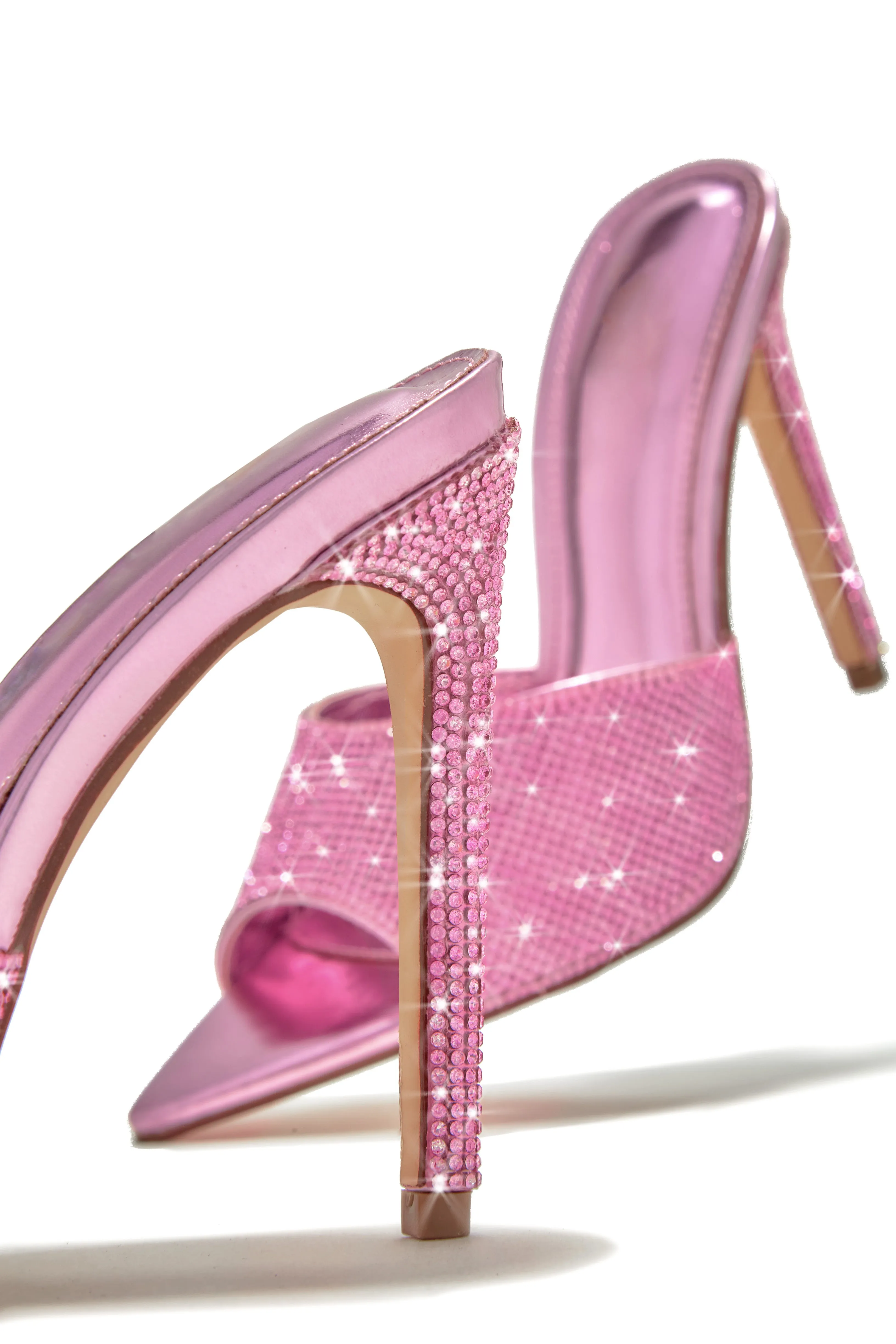 Juliene Embellished High Heel Mules - Pink sold by Miss Lola product image thumbnail 3