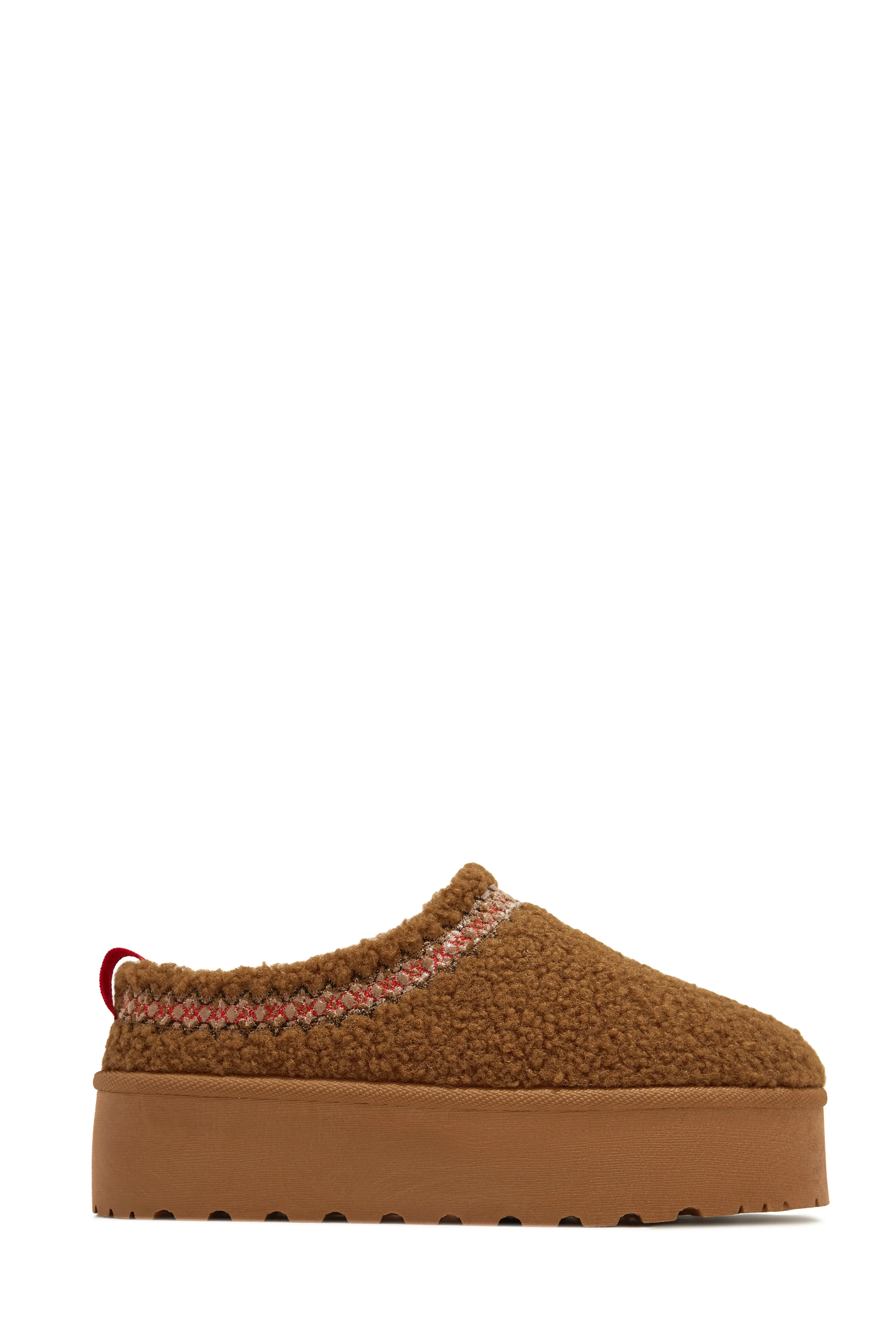 Coffee Break Faux Sherpa Slip On Platforms - Chestnut sold by Miss Lola product image thumbnail 5