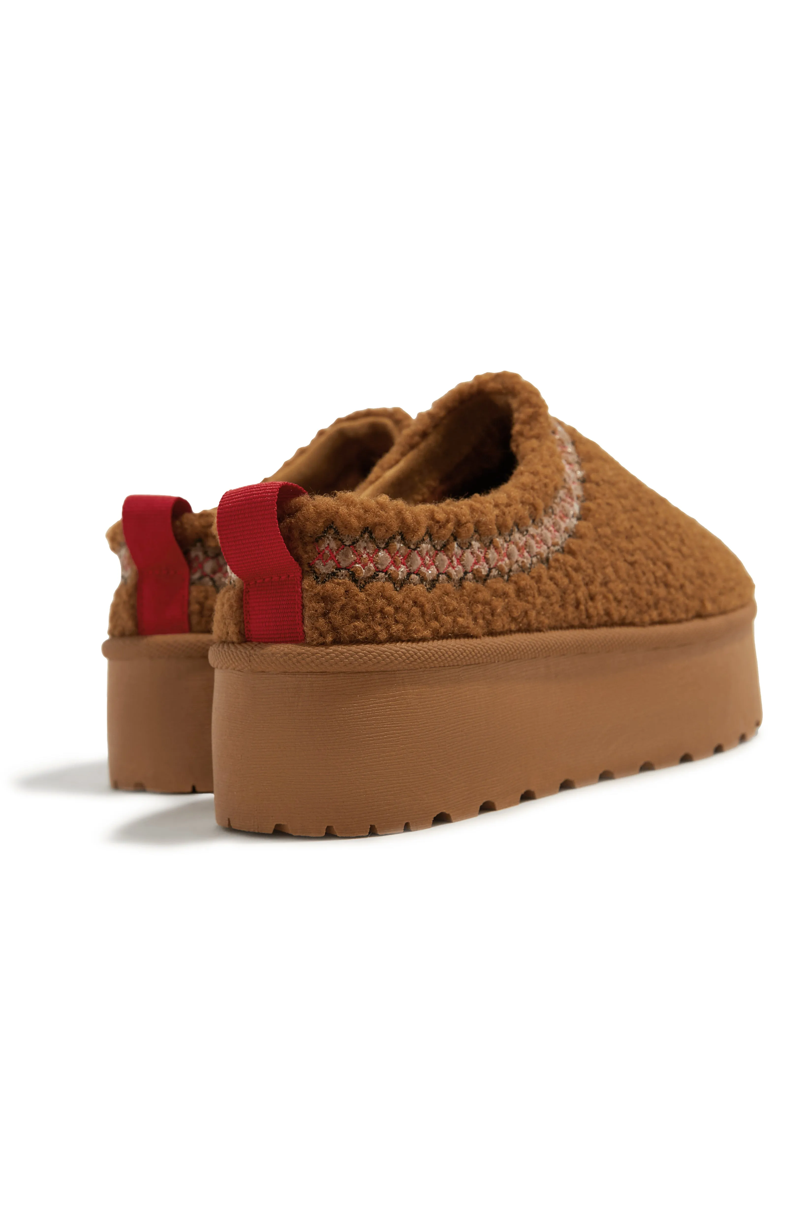 Coffee Break Faux Sherpa Slip On Platforms - Chestnut sold by Miss Lola product image thumbnail 2