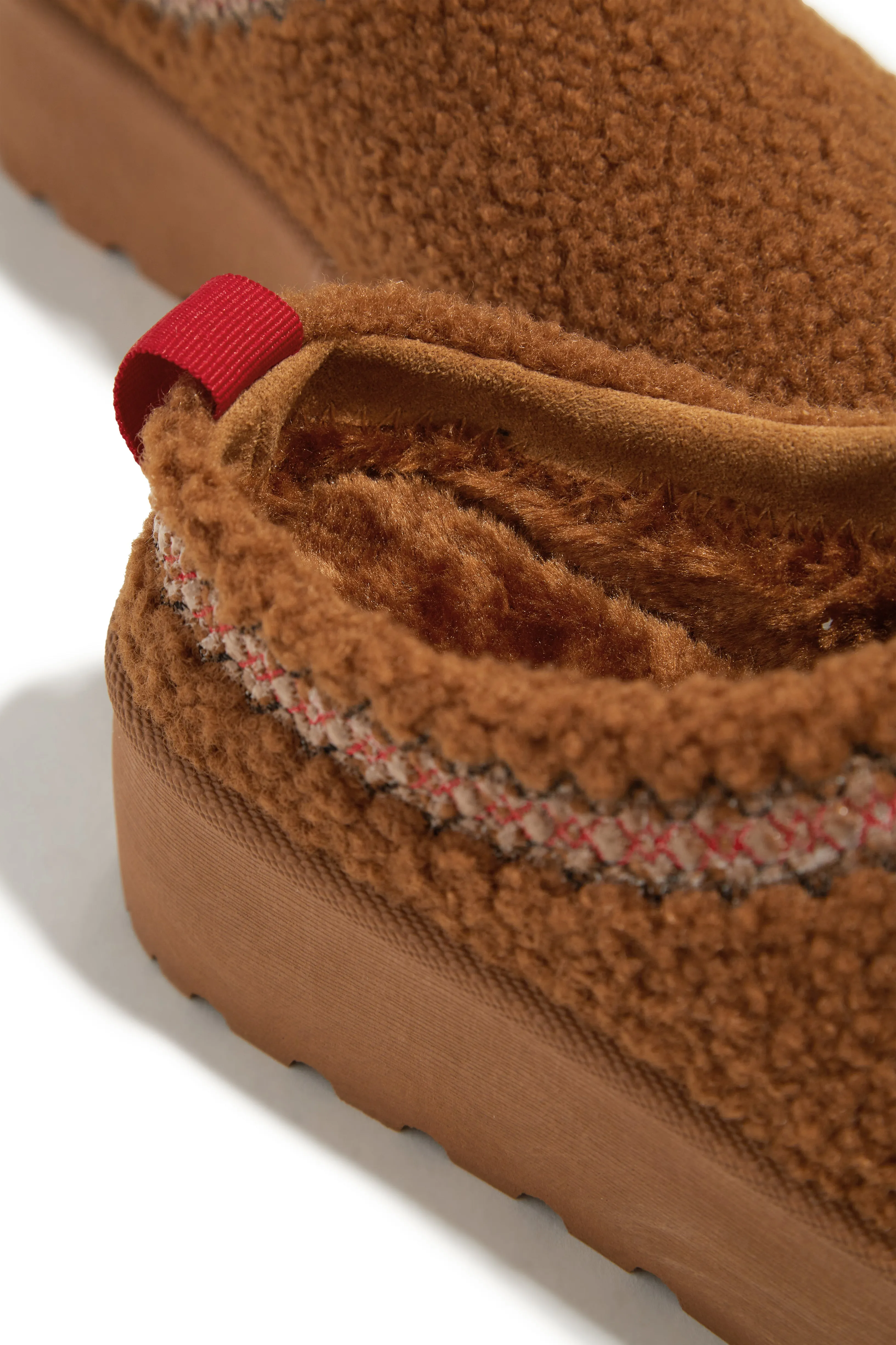 Coffee Break Faux Sherpa Slip On Platforms - Chestnut sold by Miss Lola product image thumbnail 4