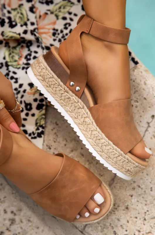 Voyage Platform Espadrille Sandals - Tan sold by Miss Lola