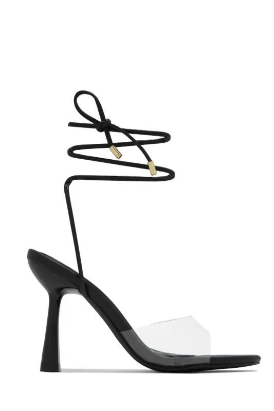 Miah Lace Up Heels - Black sold by Miss Lola