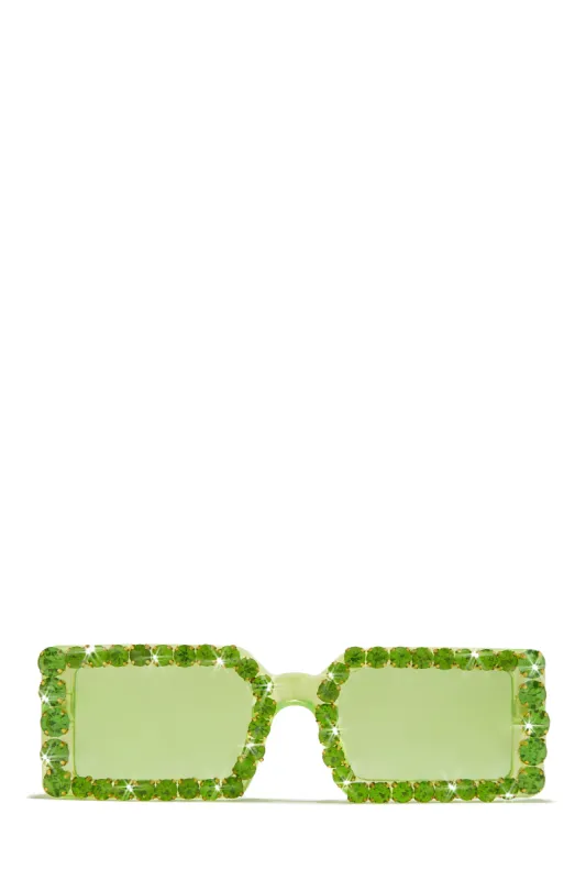 Cuff It Embellished Squared Sunglasses - Lime sold by Miss Lola