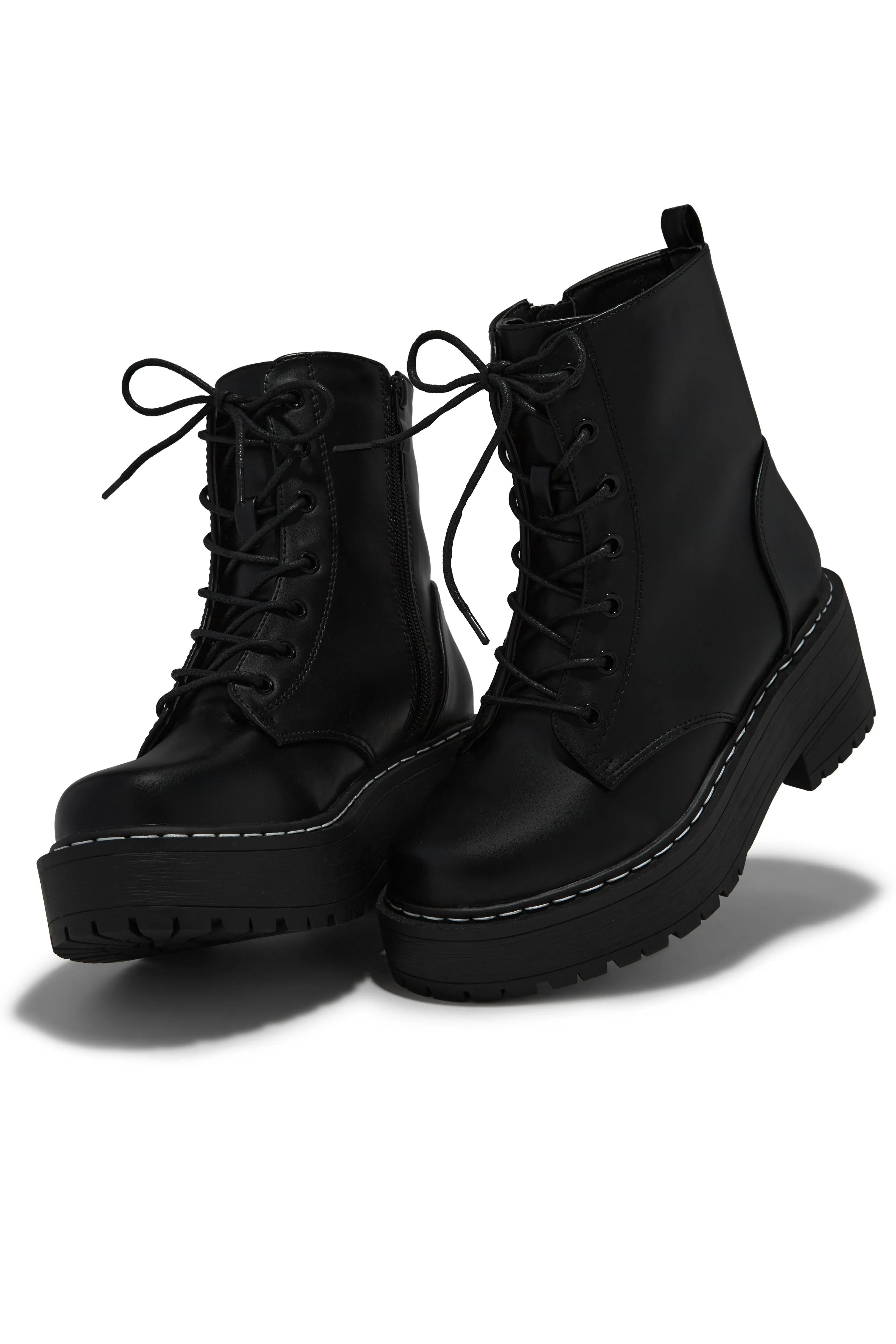 Remi Lace Up Combat Boots - Black sold by Miss Lola product image thumbnail 3