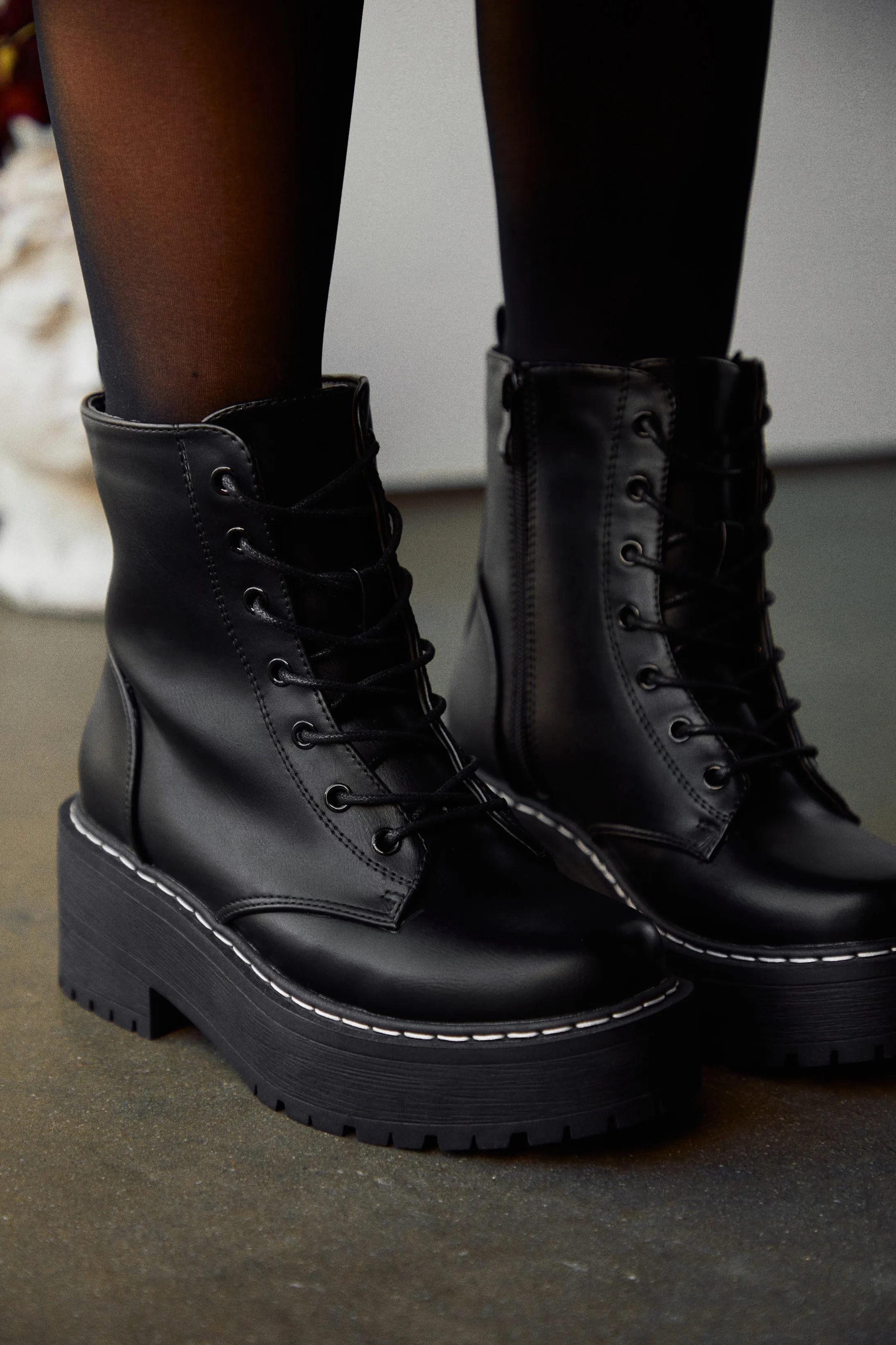 Remi Lace Up Combat Boots - Black sold by Miss Lola