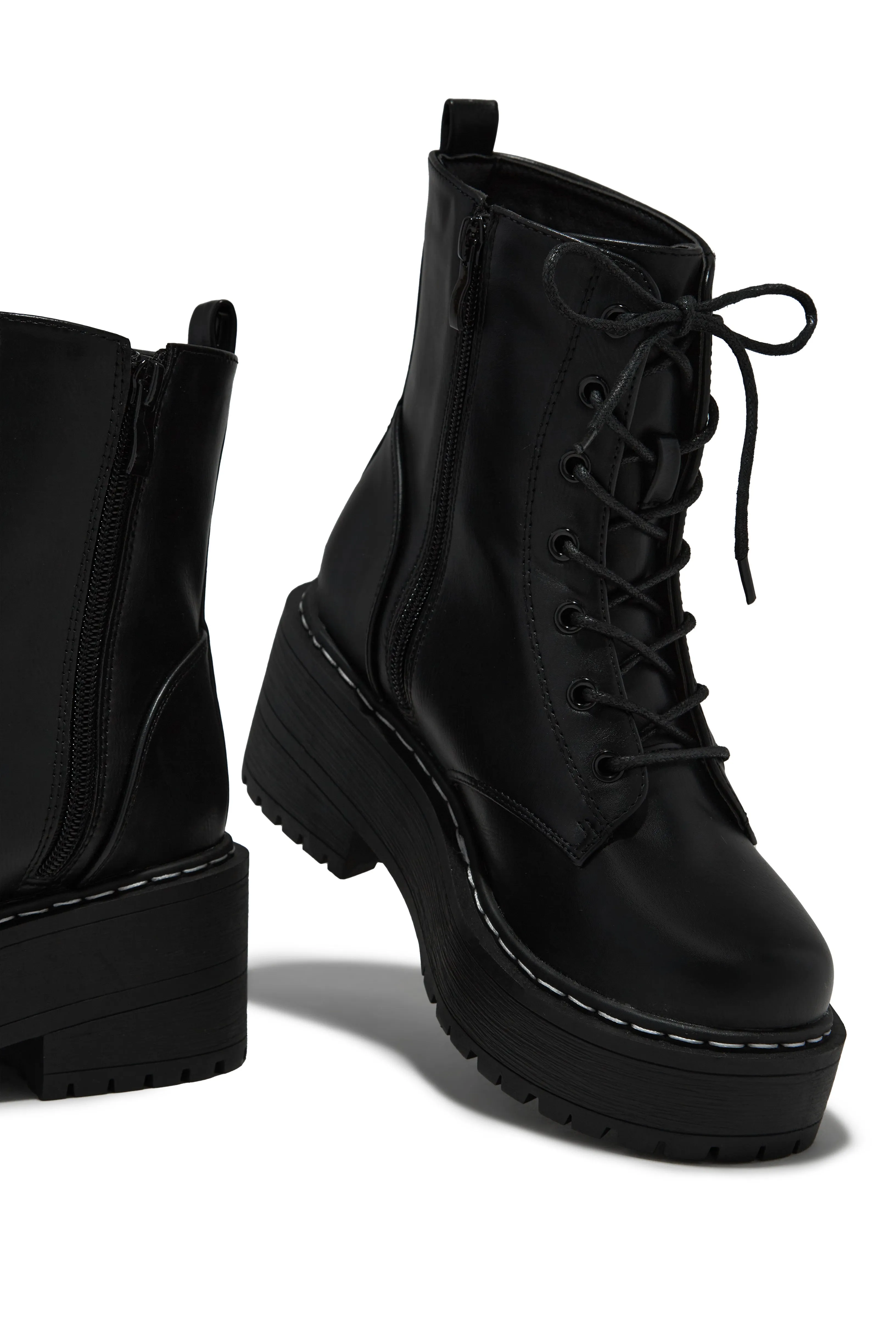 Remi Lace Up Combat Boots - Black sold by Miss Lola product image thumbnail 2