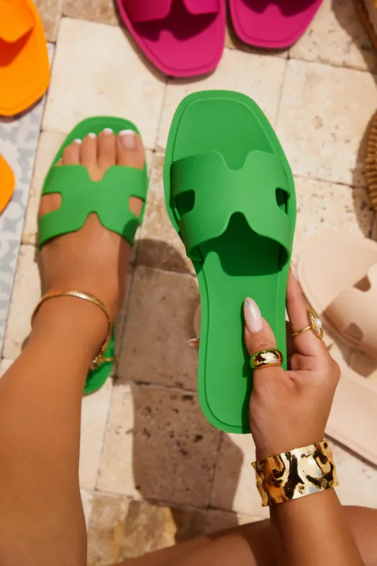 Kaylee Jelly Slip On Sandals - Green sold by Miss Lola