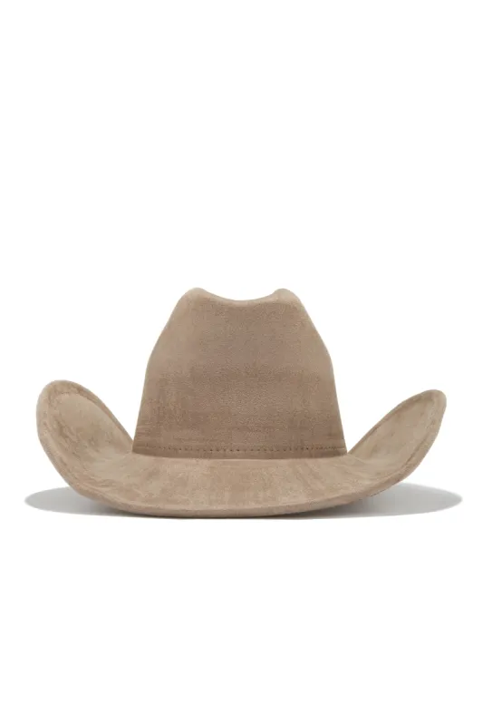 Santana Faux Suede Western Hat - Taupe sold by Miss Lola