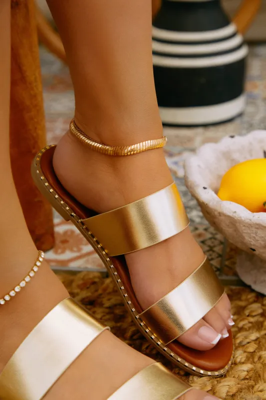 Milani Slip On Sandals - Gold sold by Miss Lola
