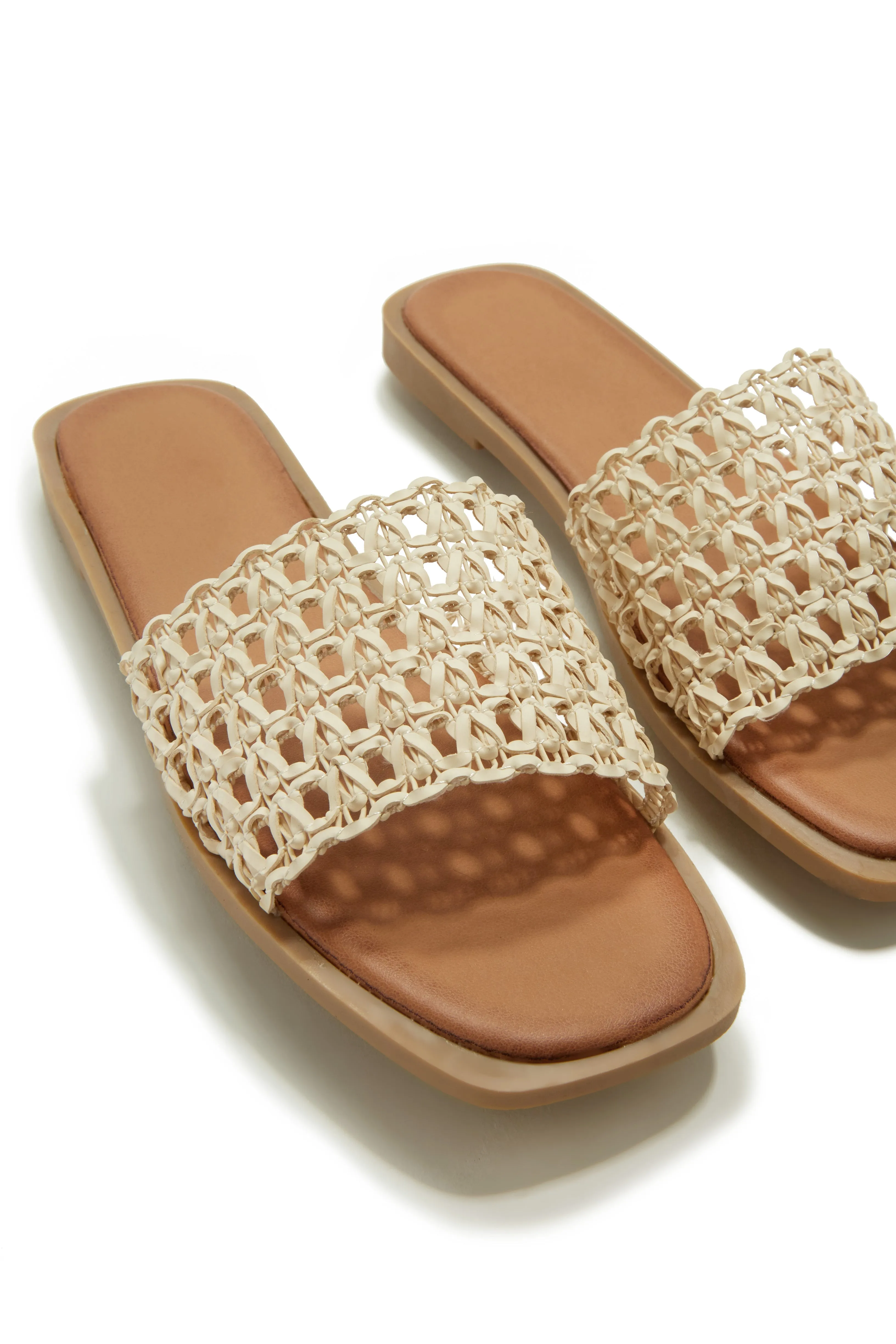 Getaway Oasis Woven Strap Flat Slip On Sandals - Nude sold by Miss Lola product image thumbnail 4