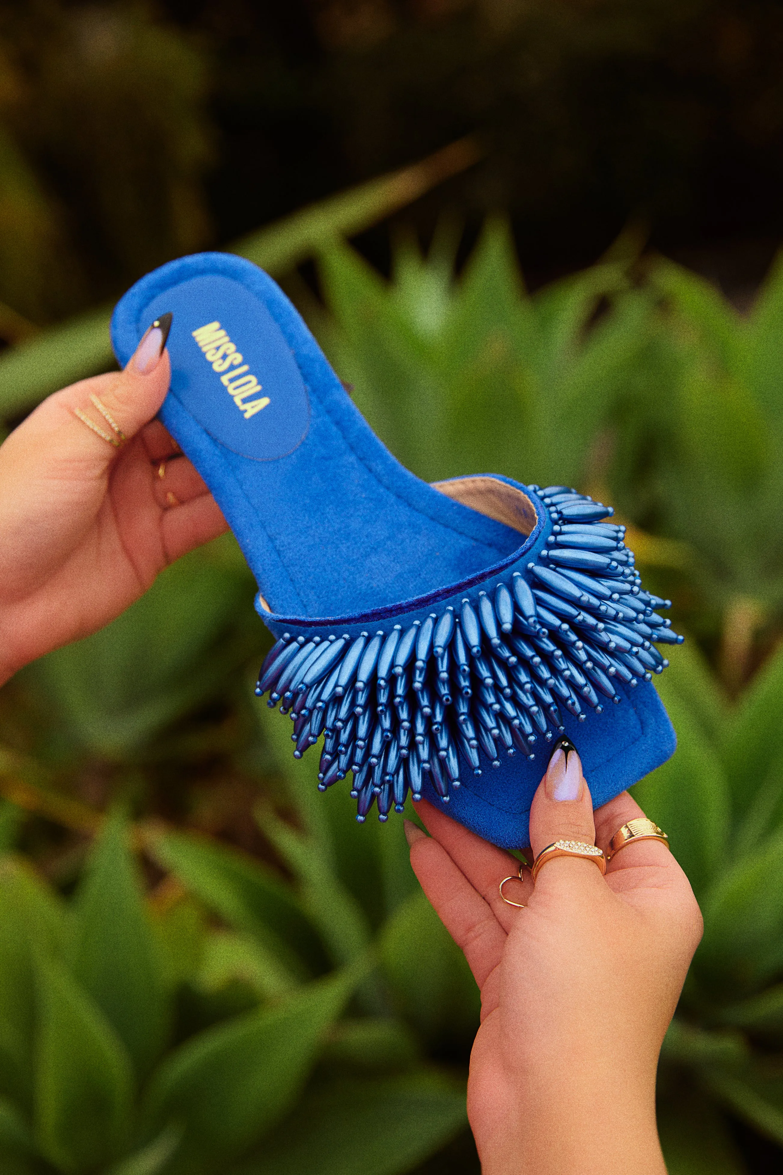 Coastal Oasis Beaded Slip On Sandals - Blue sold by Miss Lola product image thumbnail 2