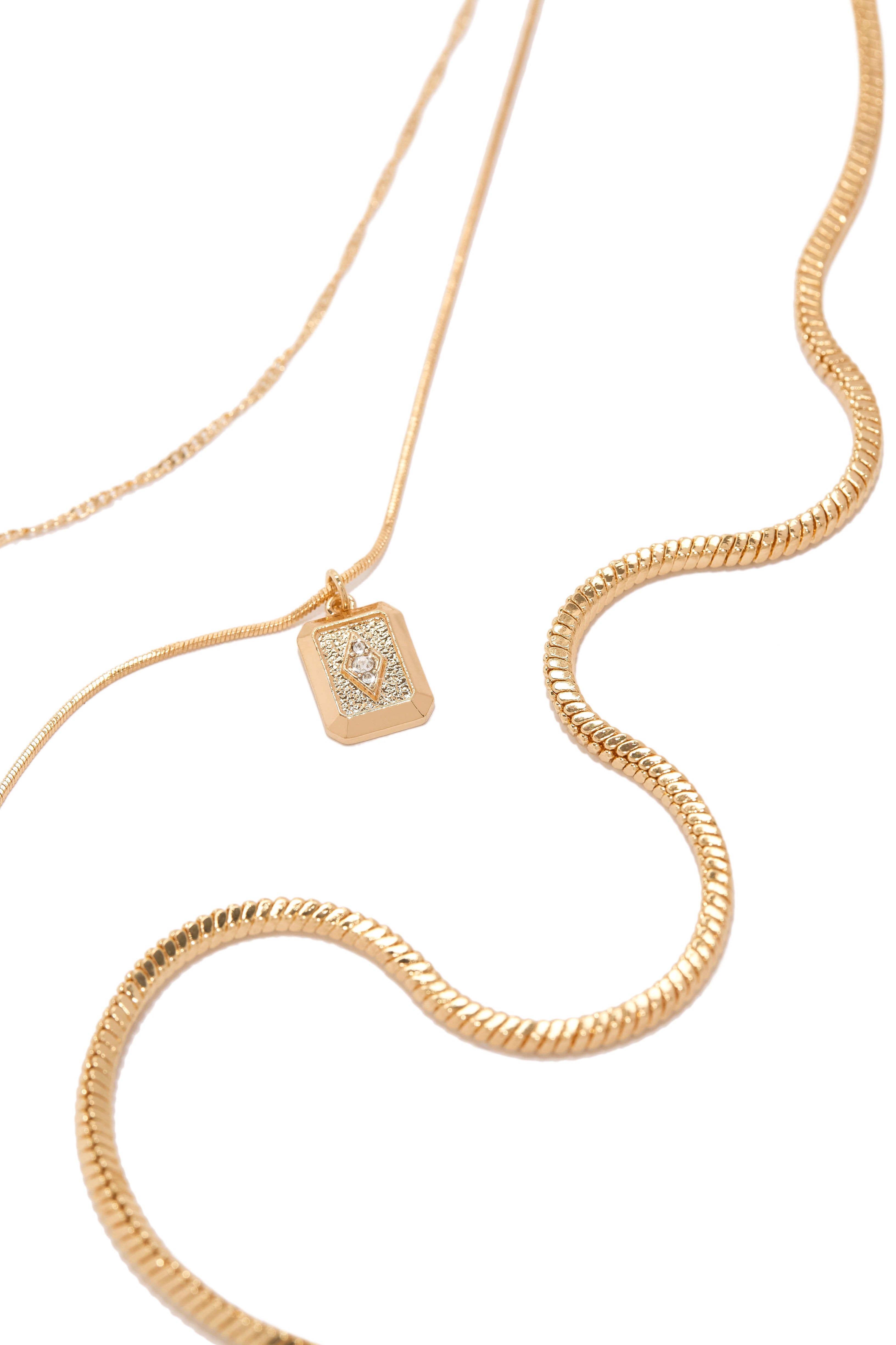 Nalda Embellished Pendant Necklace - Gold sold by Miss Lola