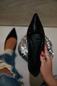 Francese Pointed Toe Flats - Black sold by Miss Lola