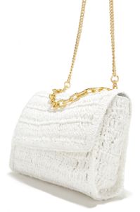 Weekend Resort Woven Crossbody Handbag - White sold by Miss Lola