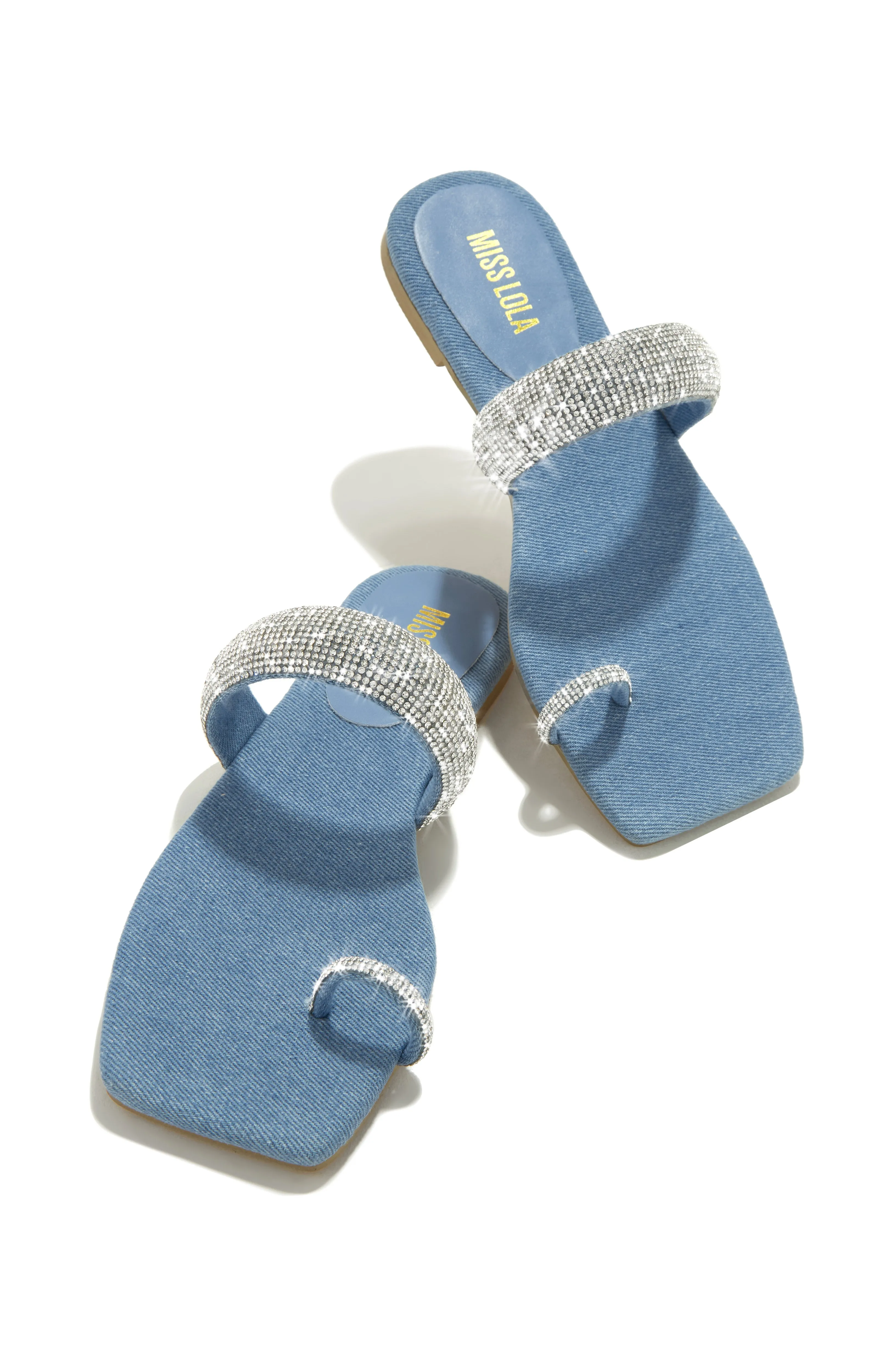 Cabana Beach Embellished Slip On Sandals - Denim sold by Miss Lola product image thumbnail 5