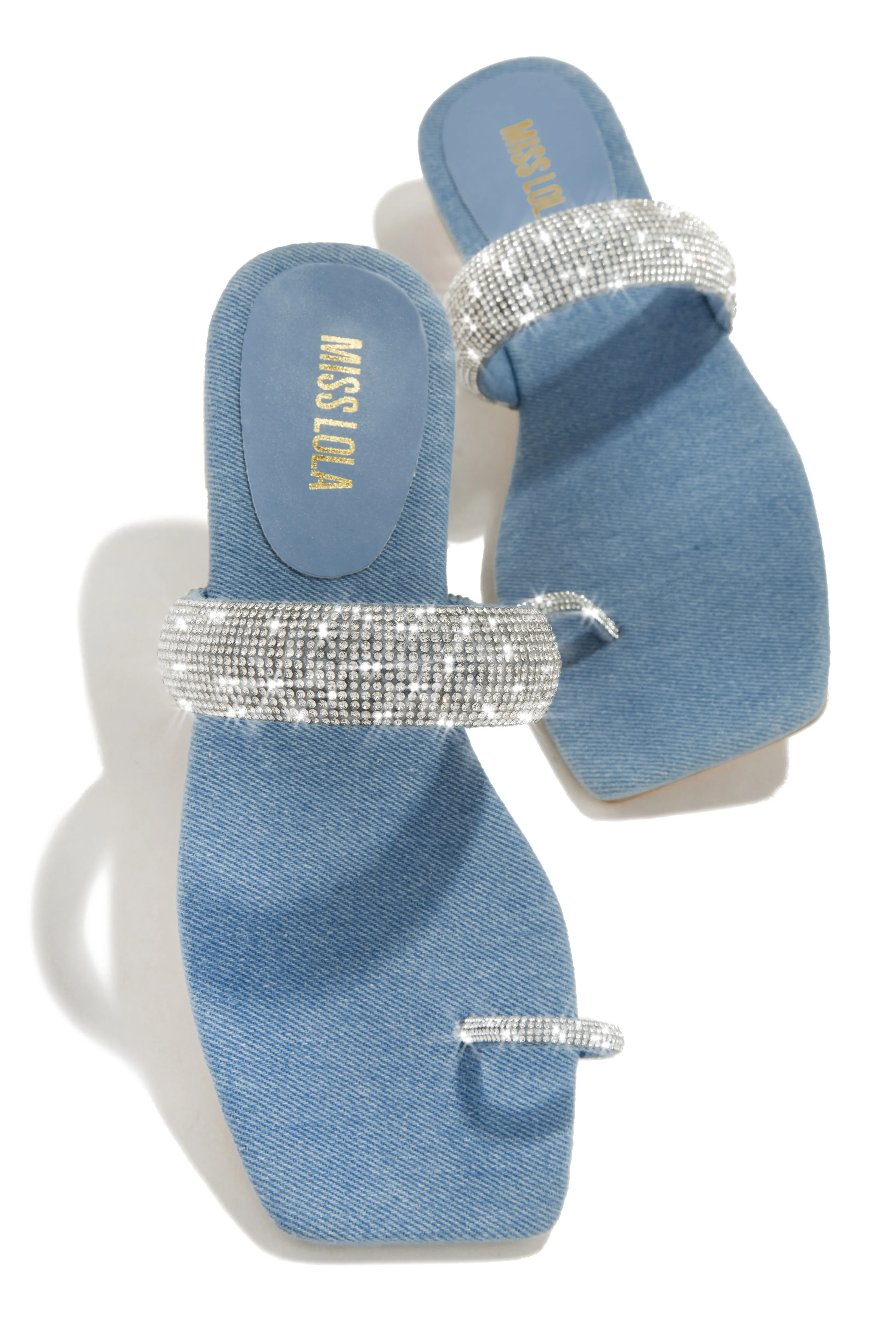 Cabana Beach Embellished Slip On Sandals - Denim sold by Miss Lola product image thumbnail 2