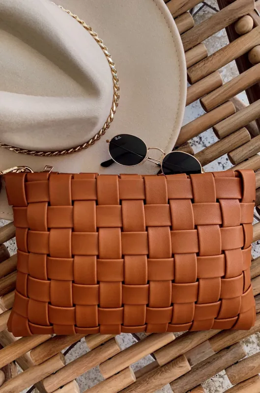 Fashion Fix Woven Clutch Bag - Tan sold by Miss Lola