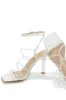 St. Barts Summer Square Toe Strappy Heels - White sold by Miss Lola