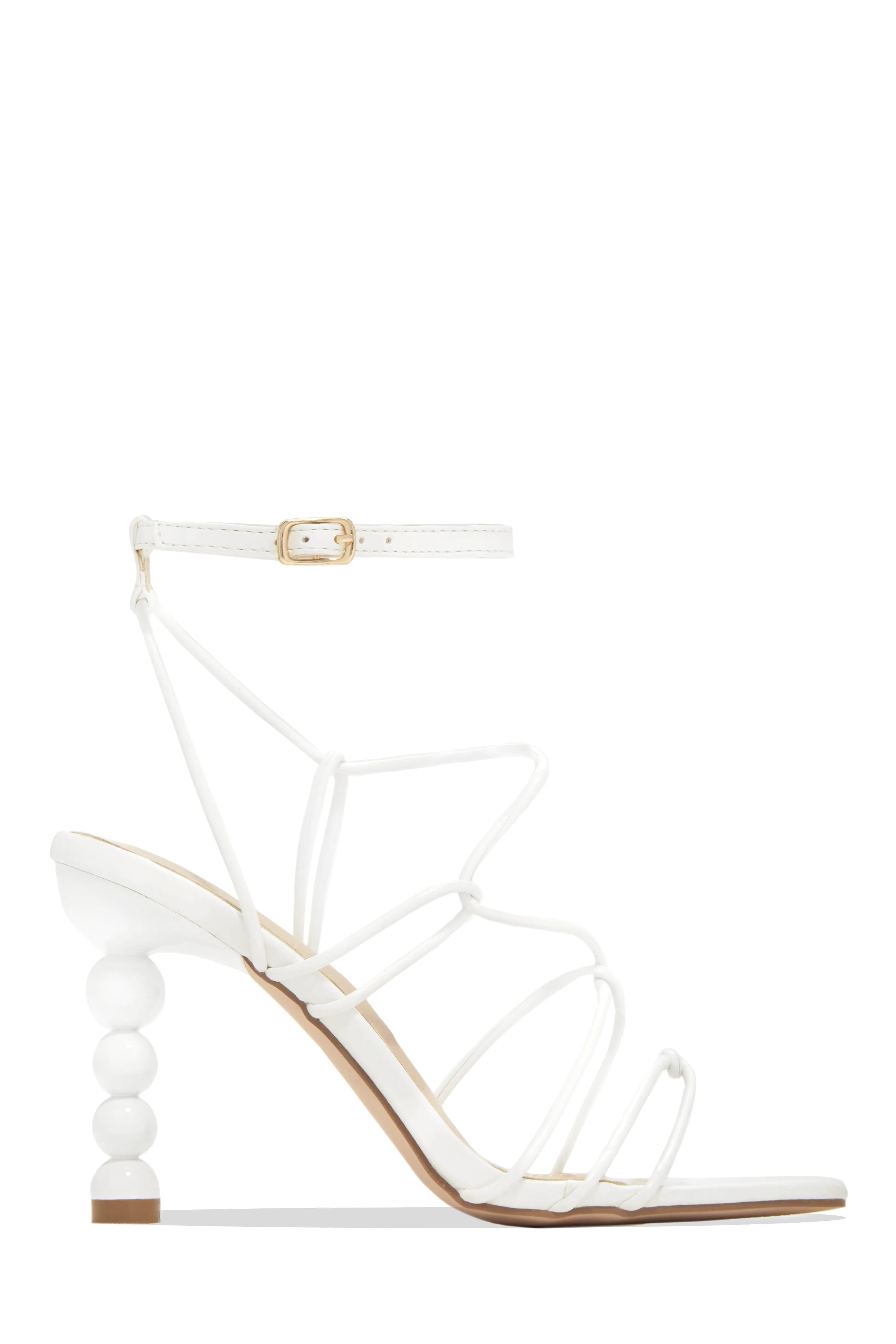 St. Barts Summer Square Toe Strappy Heels - White sold by Miss Lola