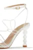 St. Barts Summer Square Toe Strappy Heels - White sold by Miss Lola