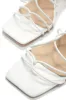 St. Barts Summer Square Toe Strappy Heels - White sold by Miss Lola