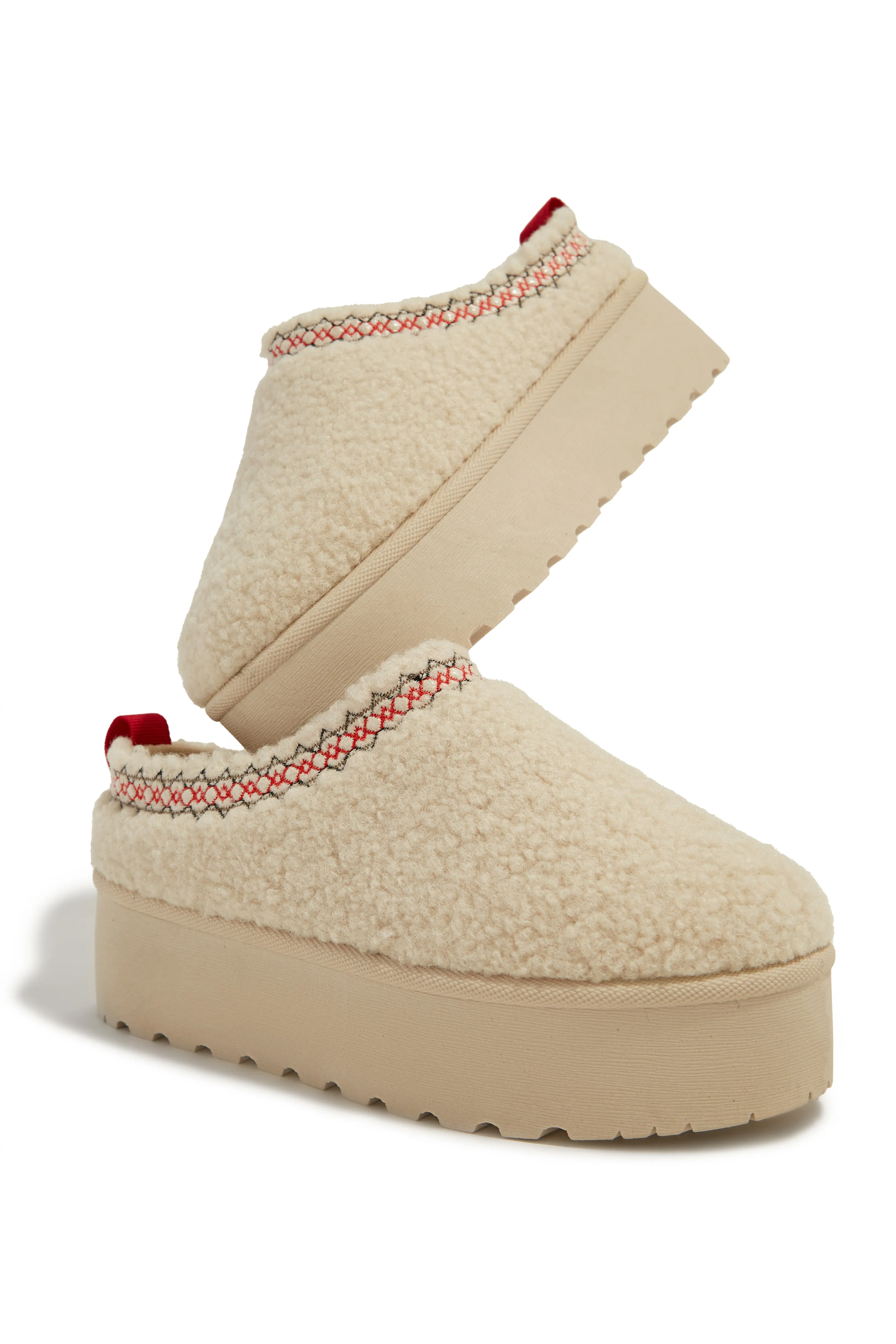 Coffee Break Faux Sherpa Slip On Platforms - Ivory sold by Miss Lola product image thumbnail 5