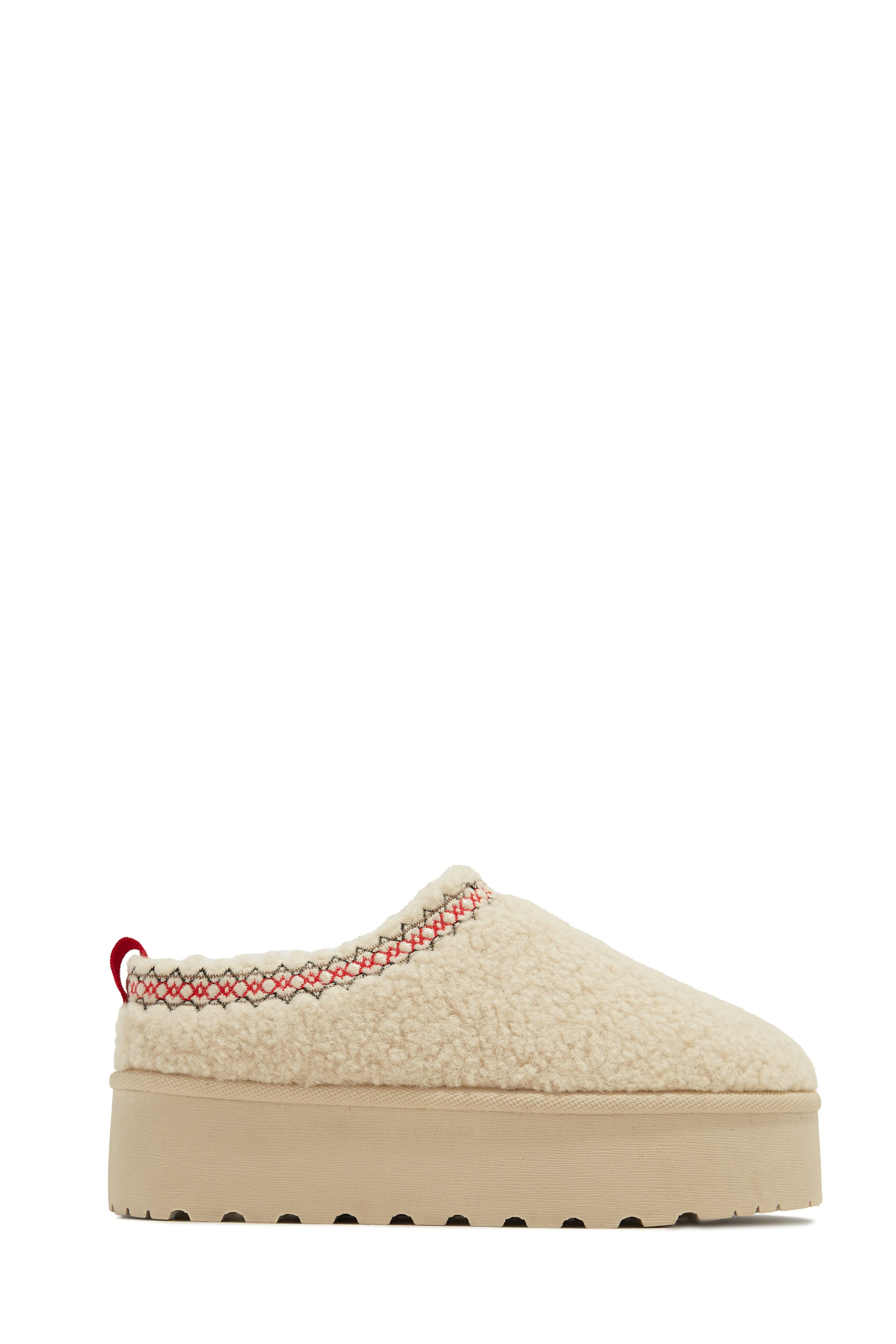 Coffee Break Faux Sherpa Slip On Platforms - Ivory sold by Miss Lola product image thumbnail 4
