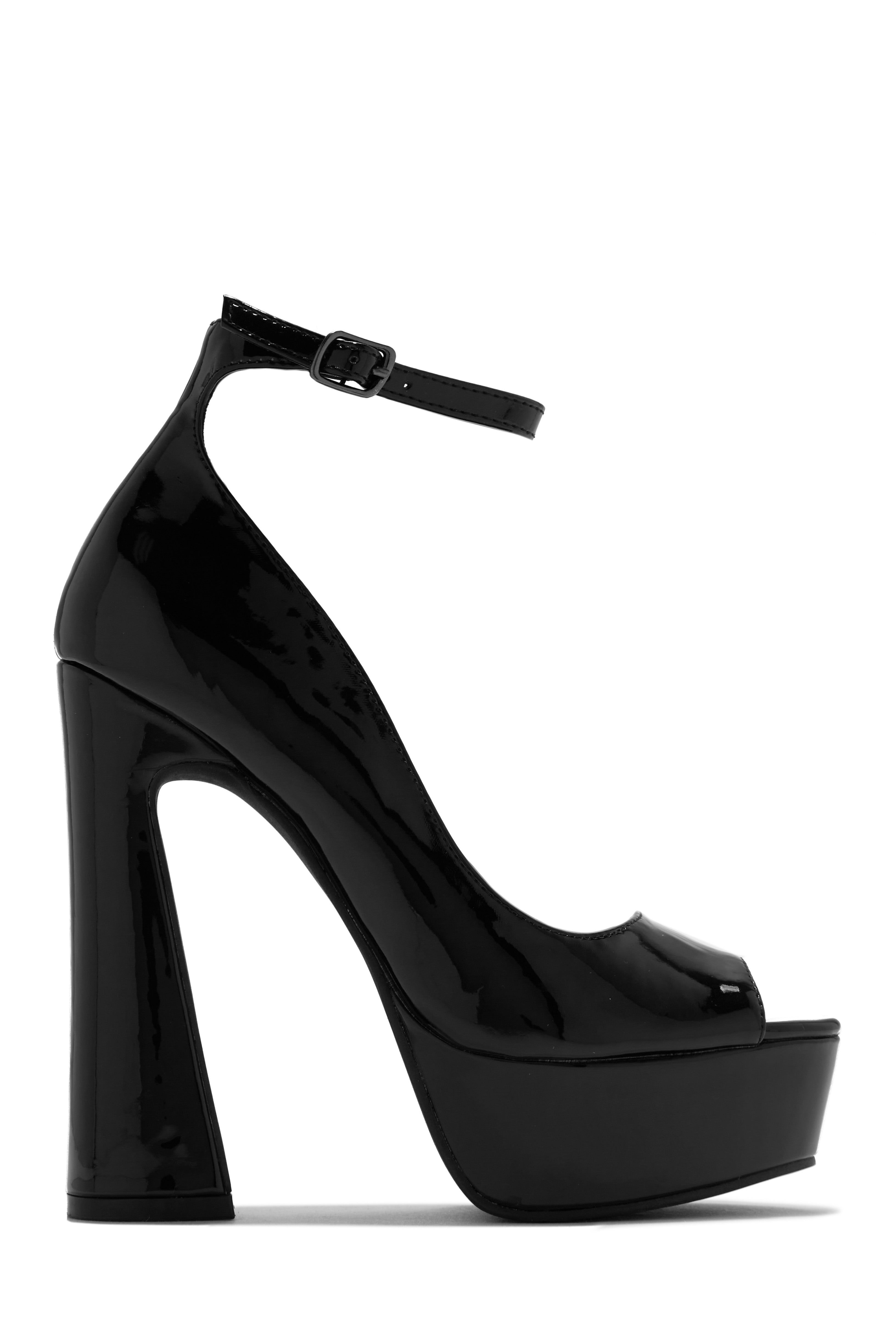 Alysa Peep Toe Platform Block Heels - Black sold by Miss Lola product image thumbnail 3
