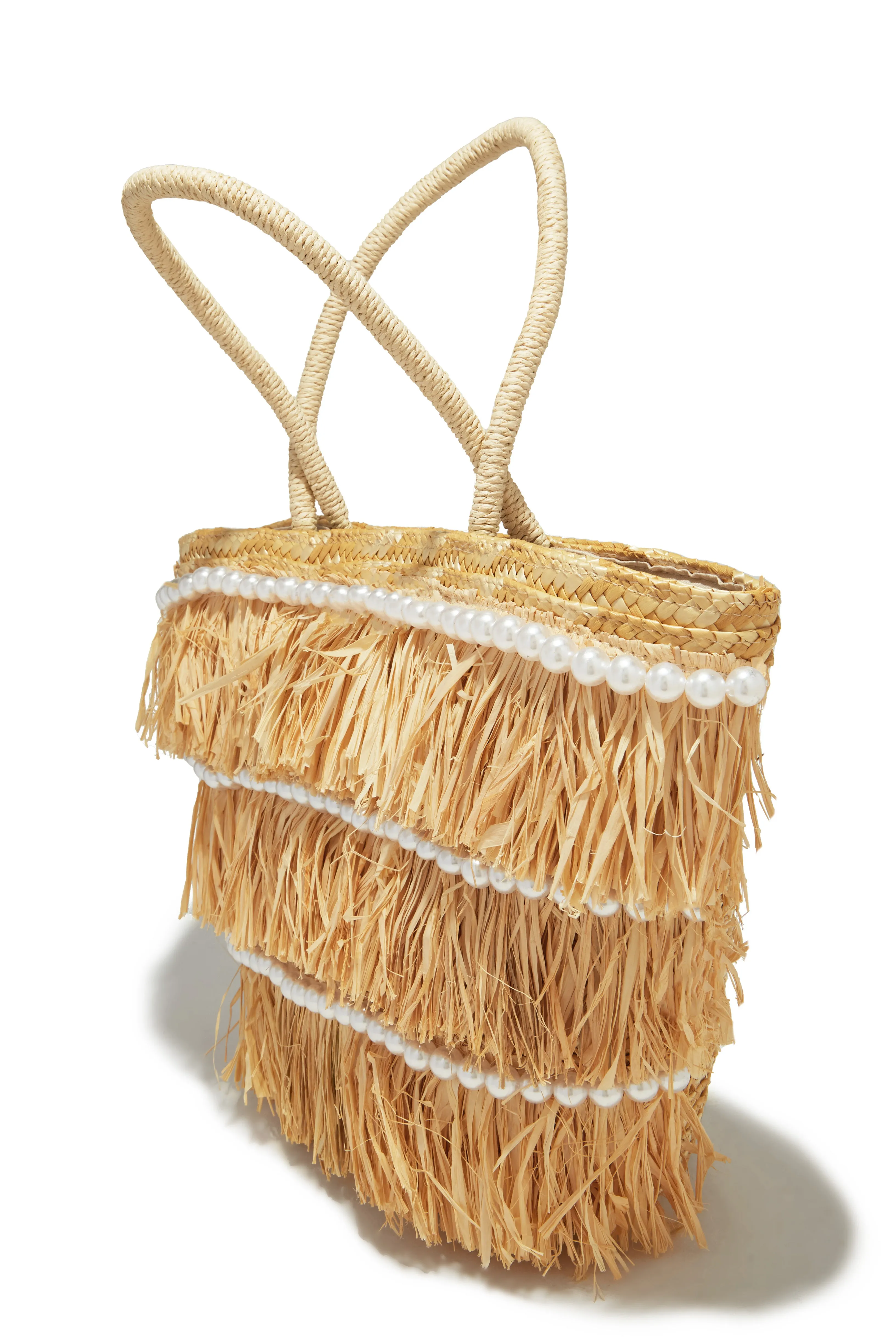 Seaside Resort Pearl Straw Tote Bag - Natural sold by Miss Lola product image thumbnail 2