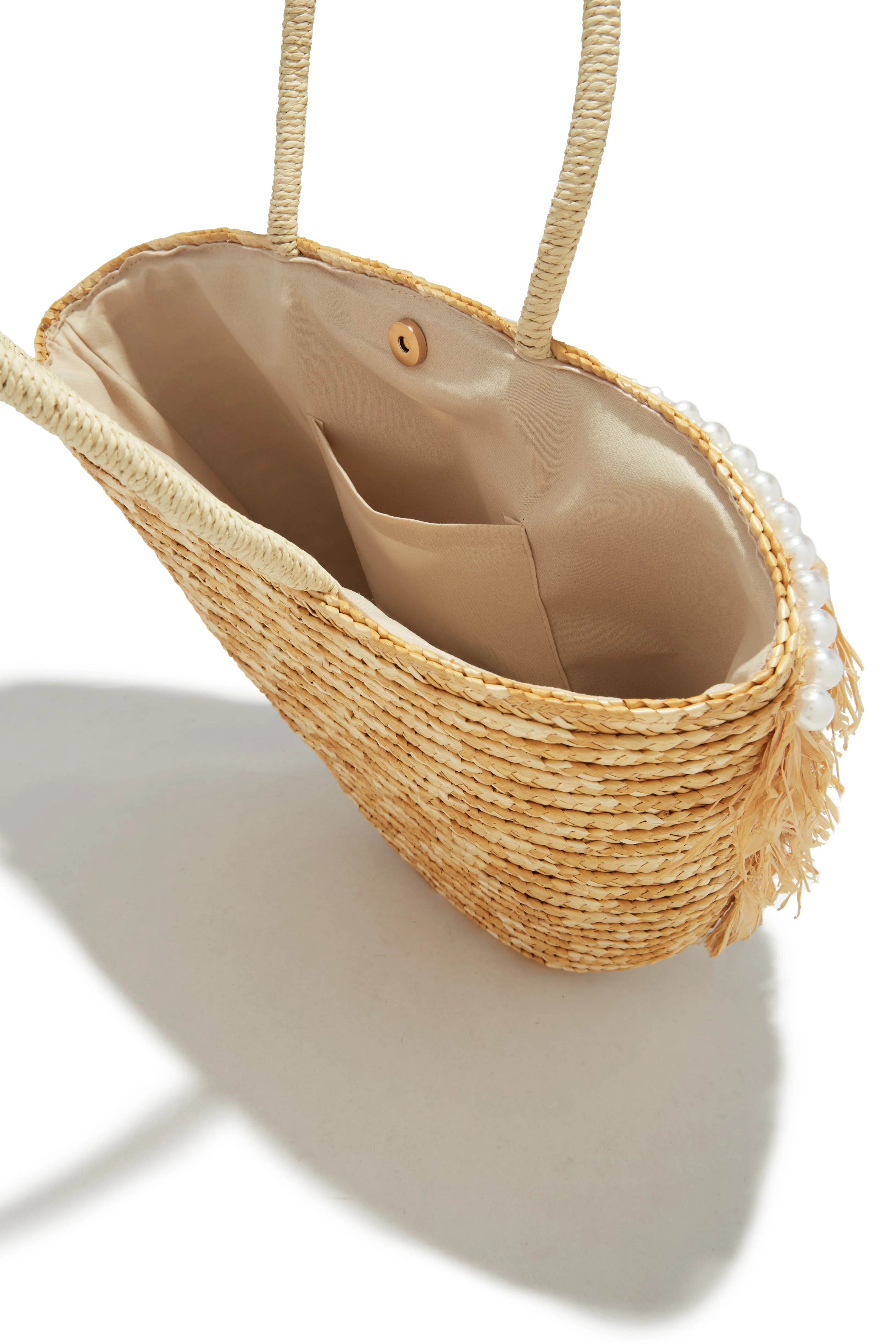 Seaside Resort Pearl Straw Tote Bag - Natural sold by Miss Lola product image thumbnail 3