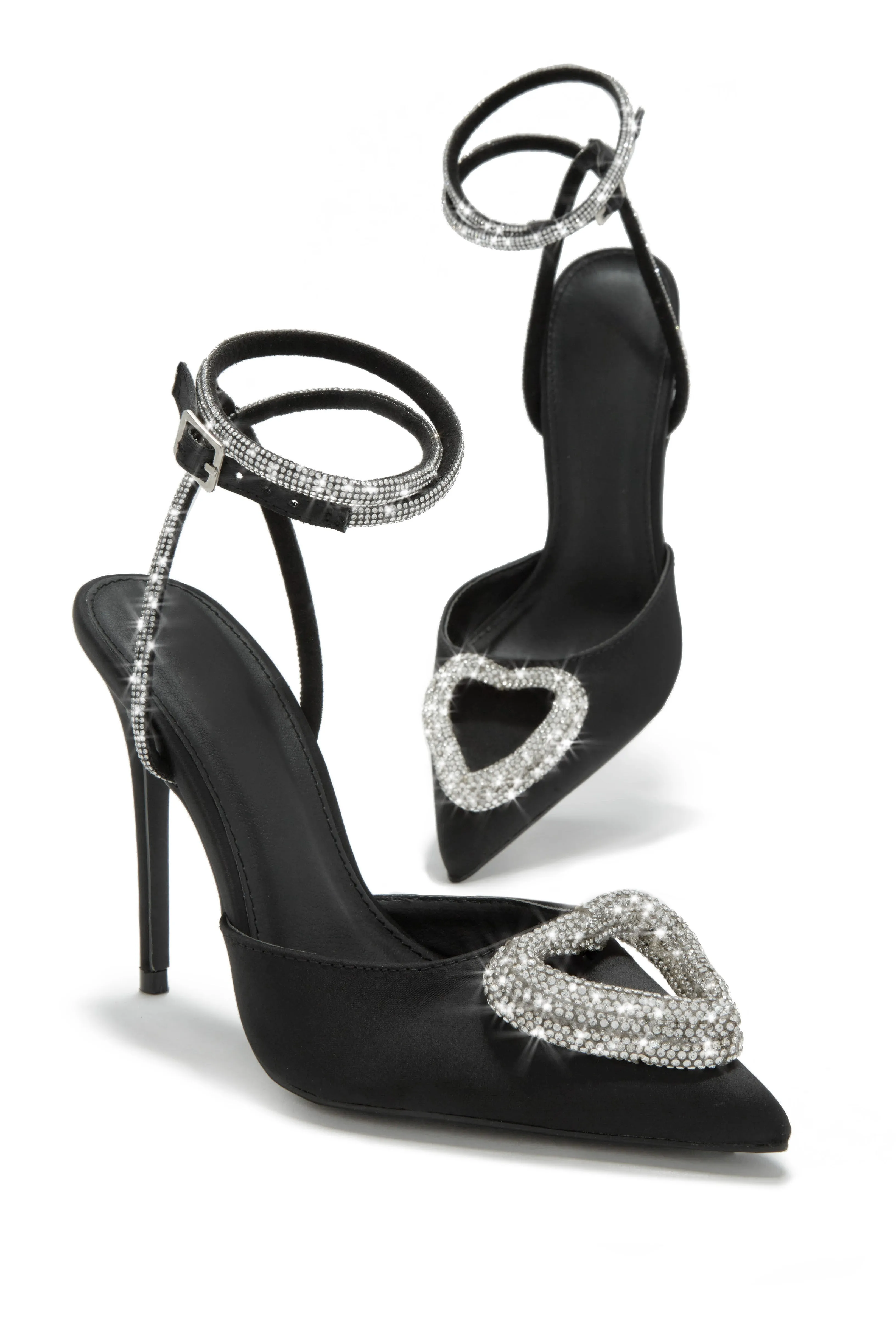 All For Love Heart Embellished High Heels - Black sold by Miss Lola product image thumbnail 3