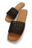 Getaway Oasis Woven Strap Flat Slip On Sandals - Black sold by Miss Lola