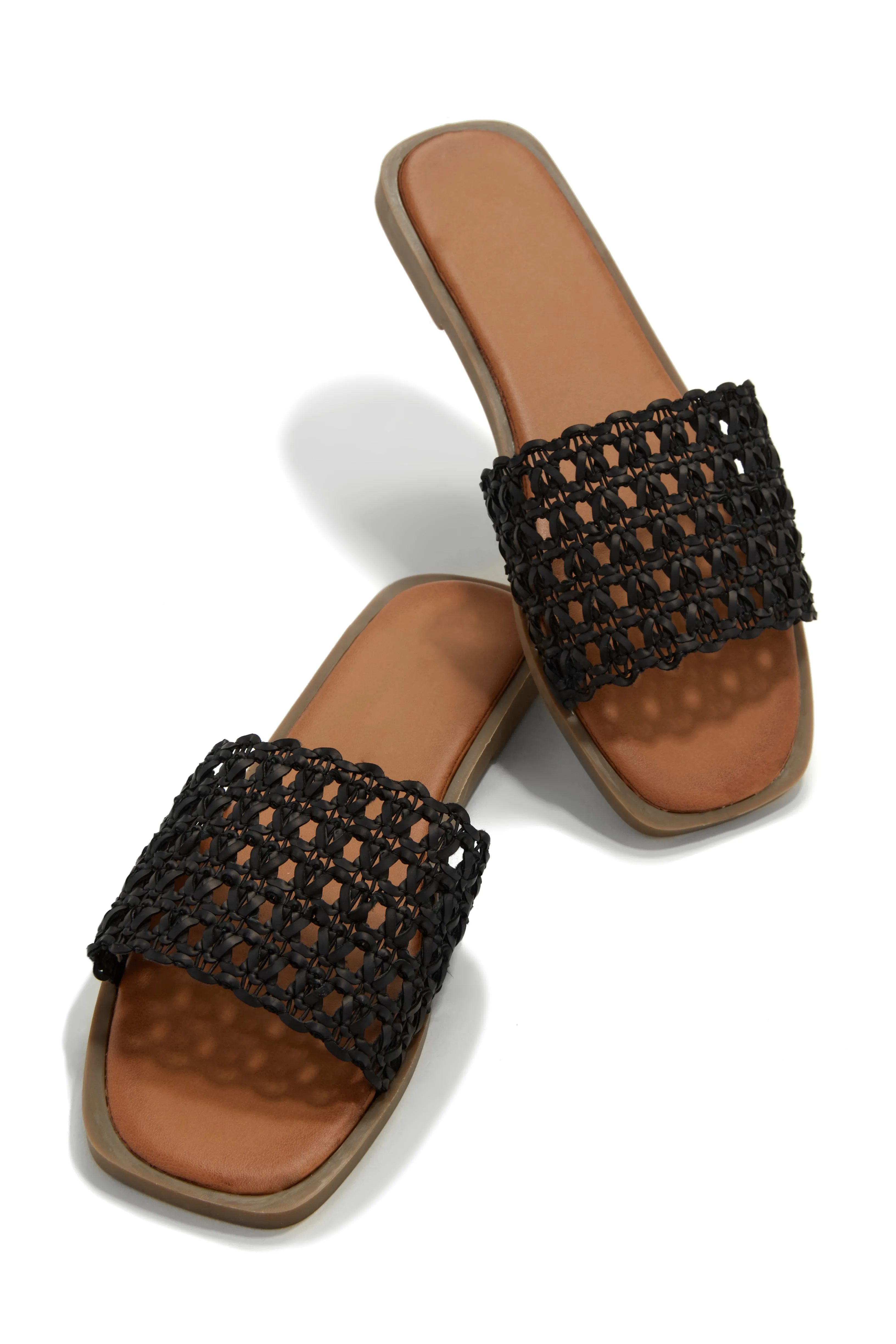 Getaway Oasis Woven Strap Flat Slip On Sandals - Black sold by Miss Lola product image thumbnail 4