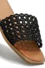 Getaway Oasis Woven Strap Flat Slip On Sandals - Black sold by Miss Lola