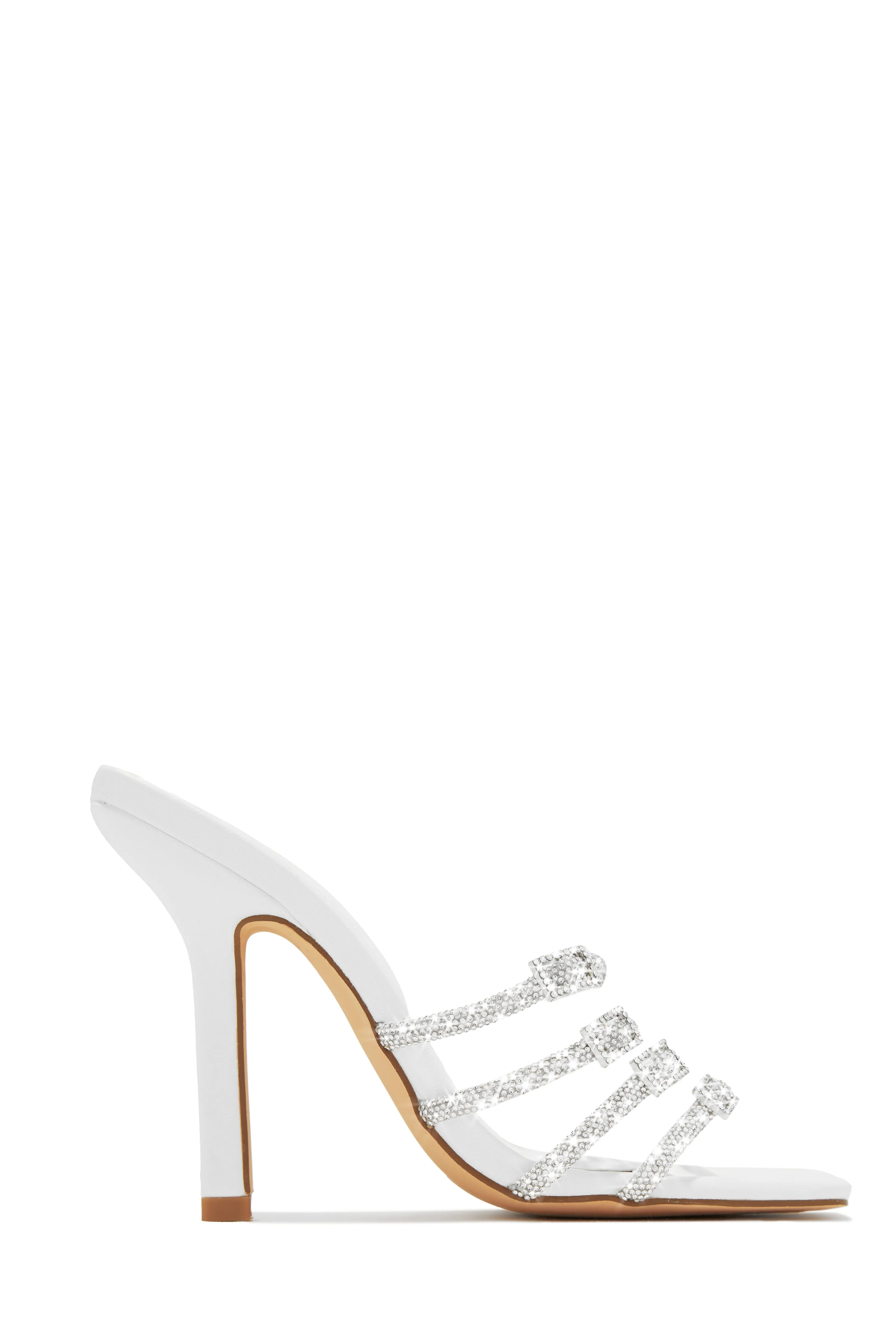 Champagne Taste Embellished High Heel Mules - White sold by Miss Lola product image thumbnail 3