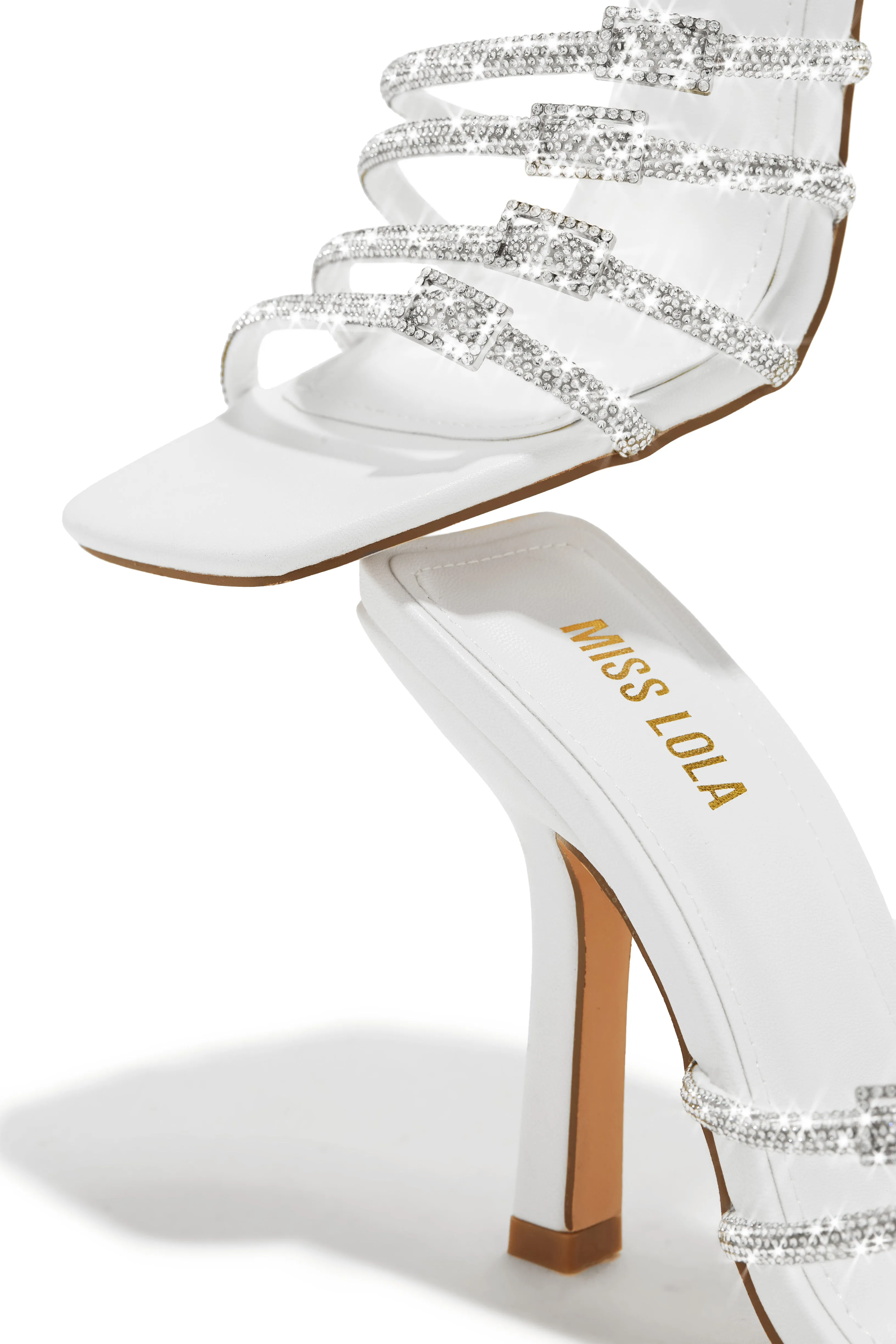 Champagne Taste Embellished High Heel Mules - White sold by Miss Lola product image thumbnail 4